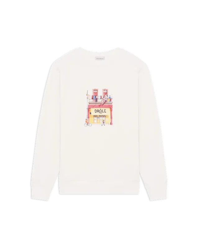 Drôle De Monsieur Café Sweatshirt Off-White Baumwolle