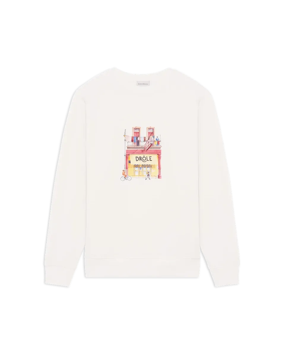 Drôle De Monsieur Café Sweatshirt Off-White Baumwolle