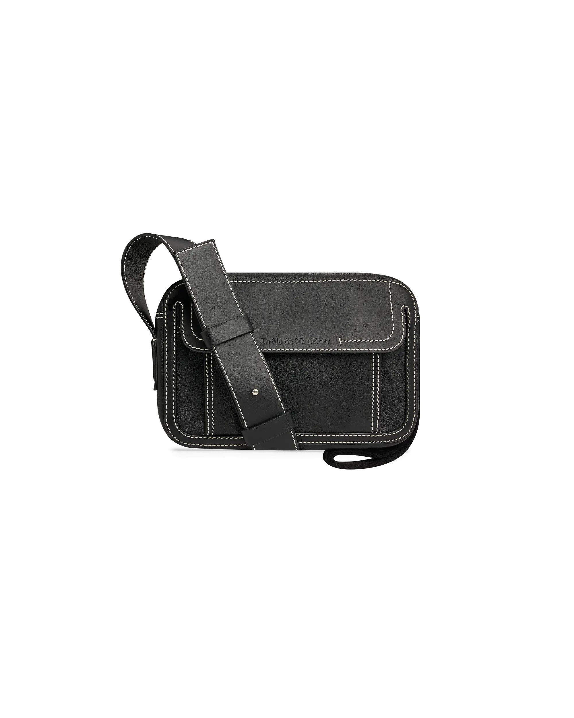 Drôle De Monsieur Sacoche Ledertasche Schwarz Umhängetasche