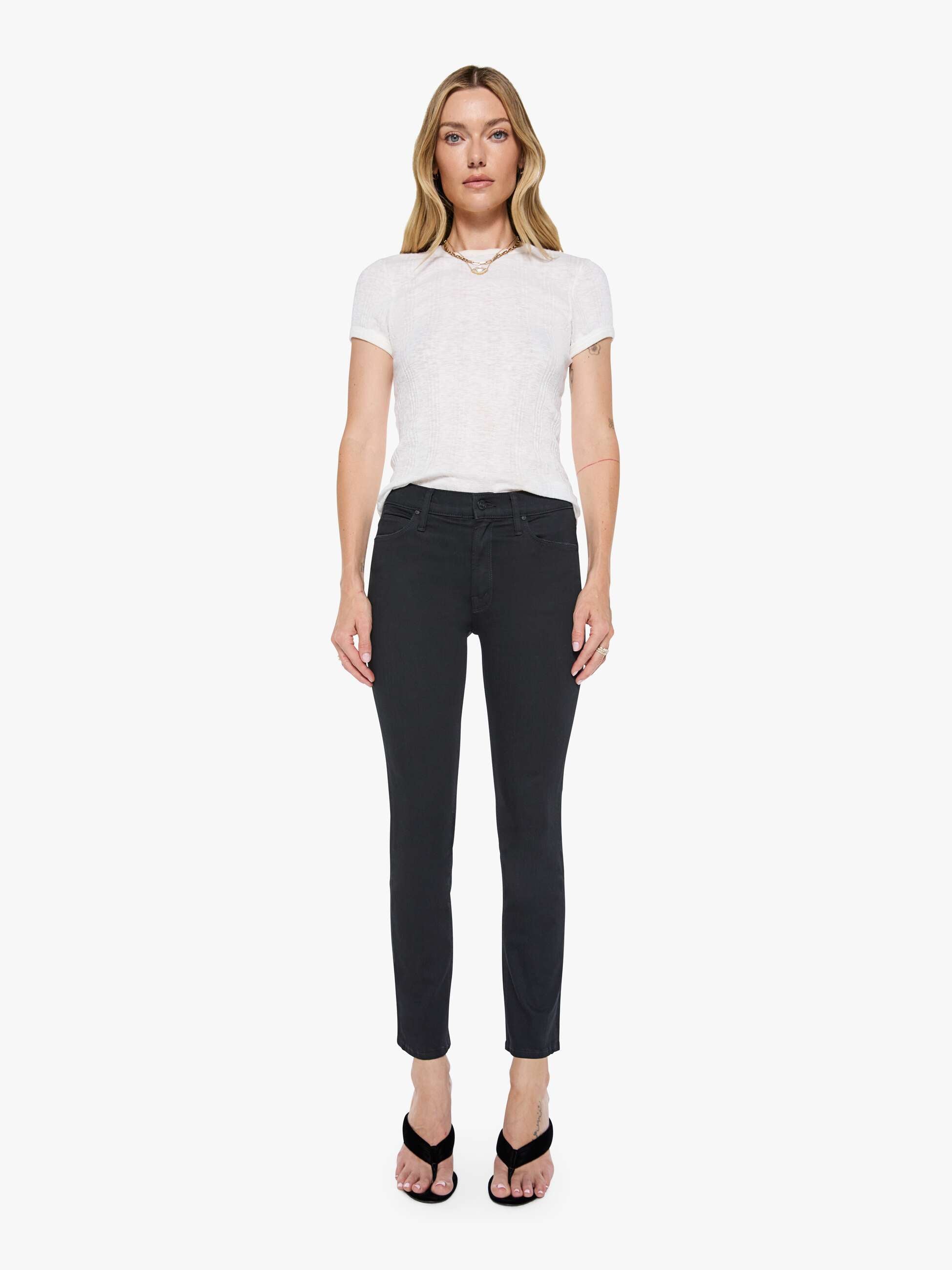 Mother Mid Rise Dazzler Ankle Jeans Schwarz Not Guilty