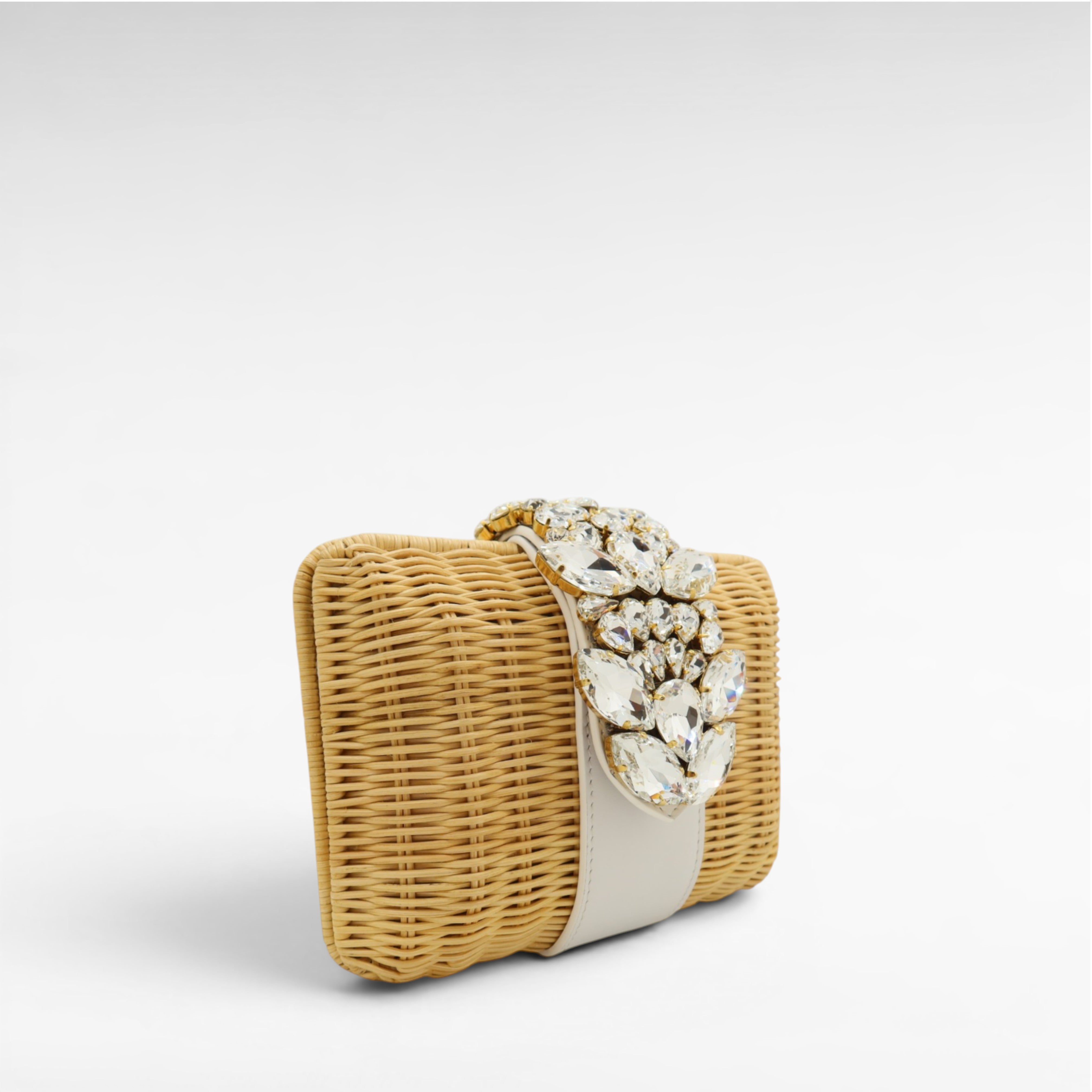 Gedebe Capri Tasche Rattan Leder Steine 21 cm