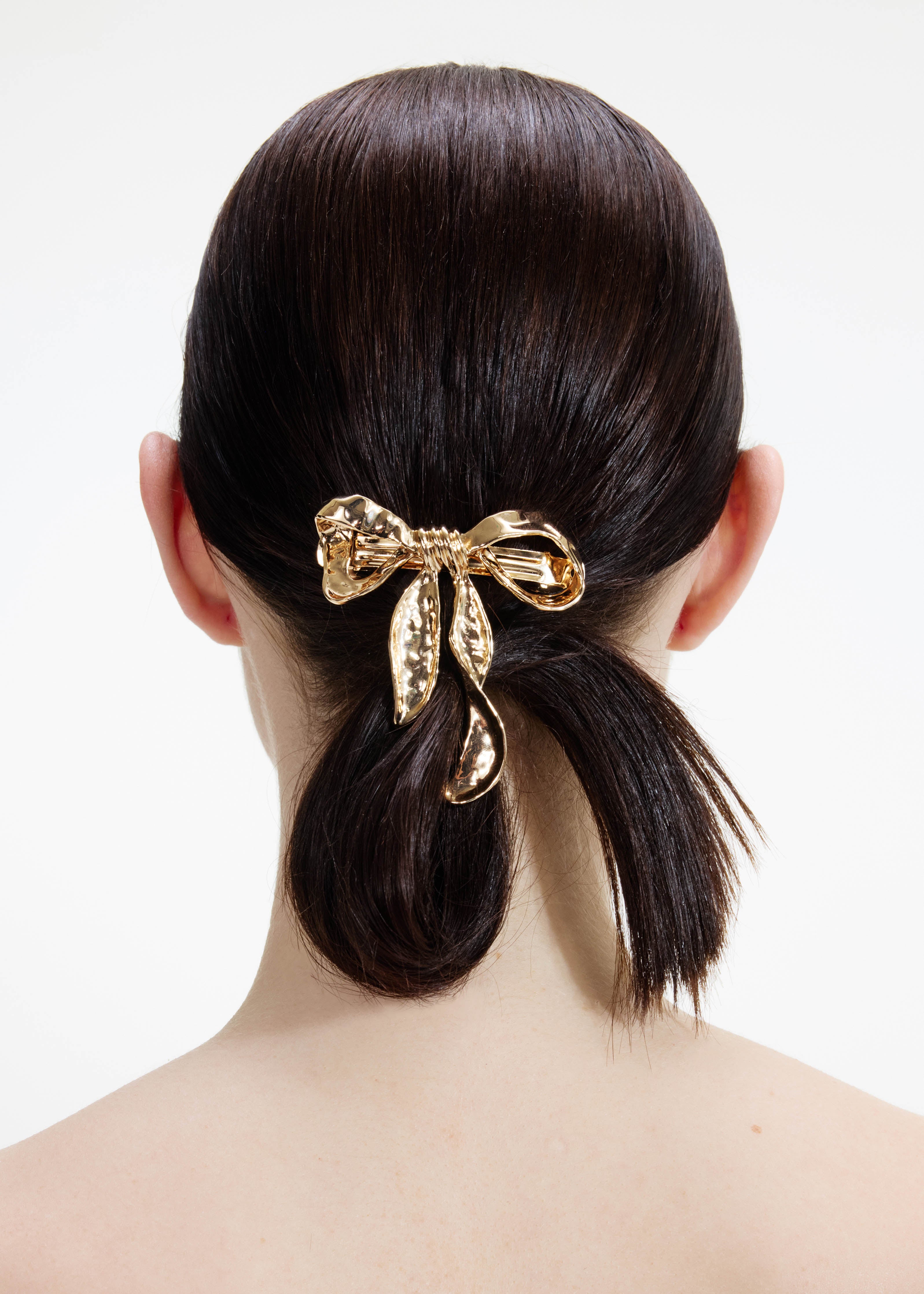 Self Portrait Mottled Gold Bow Haarclip Gold One Size