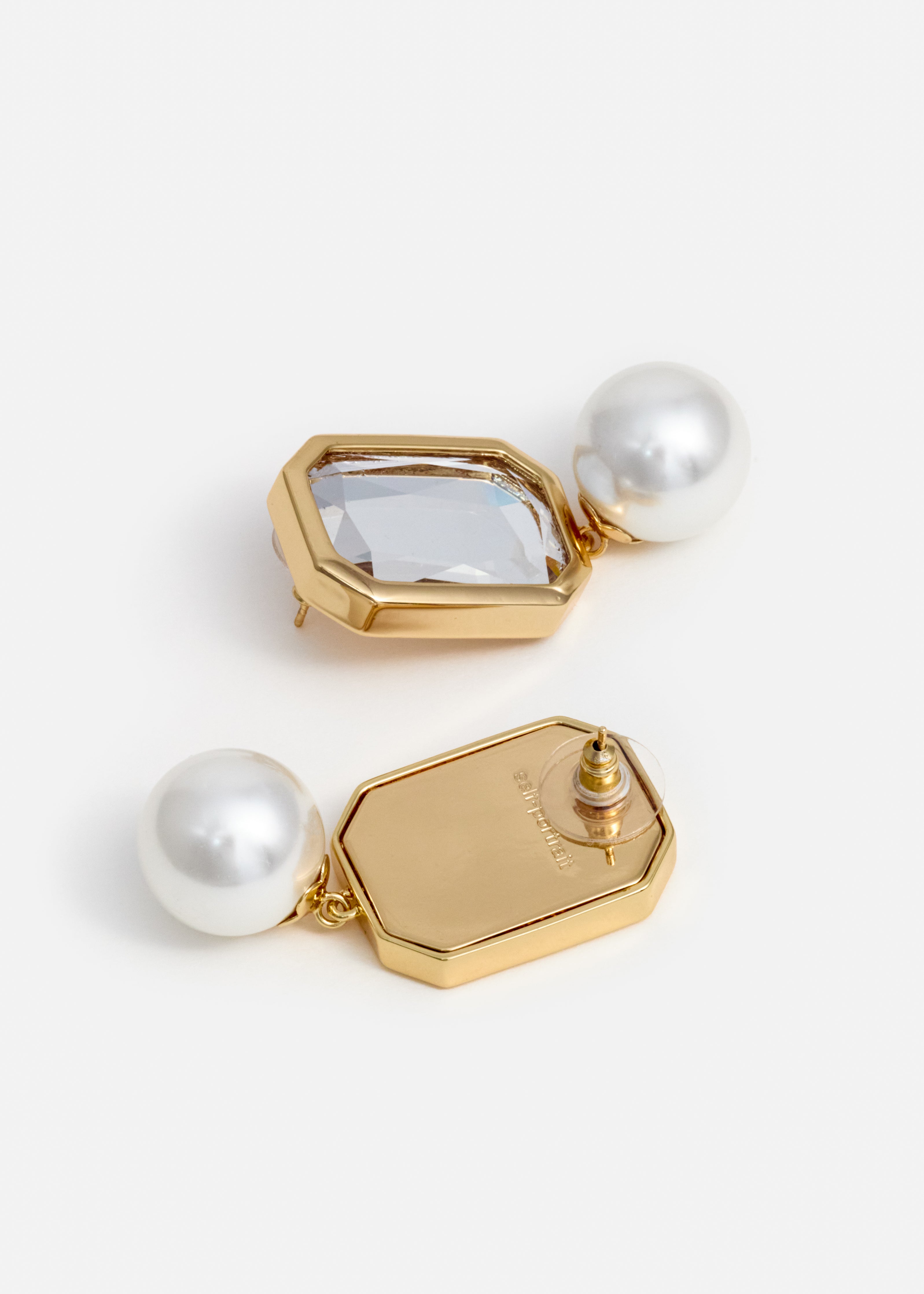 Self Portrait Crystal Pearl Tiered Ohrringe Gold Perle