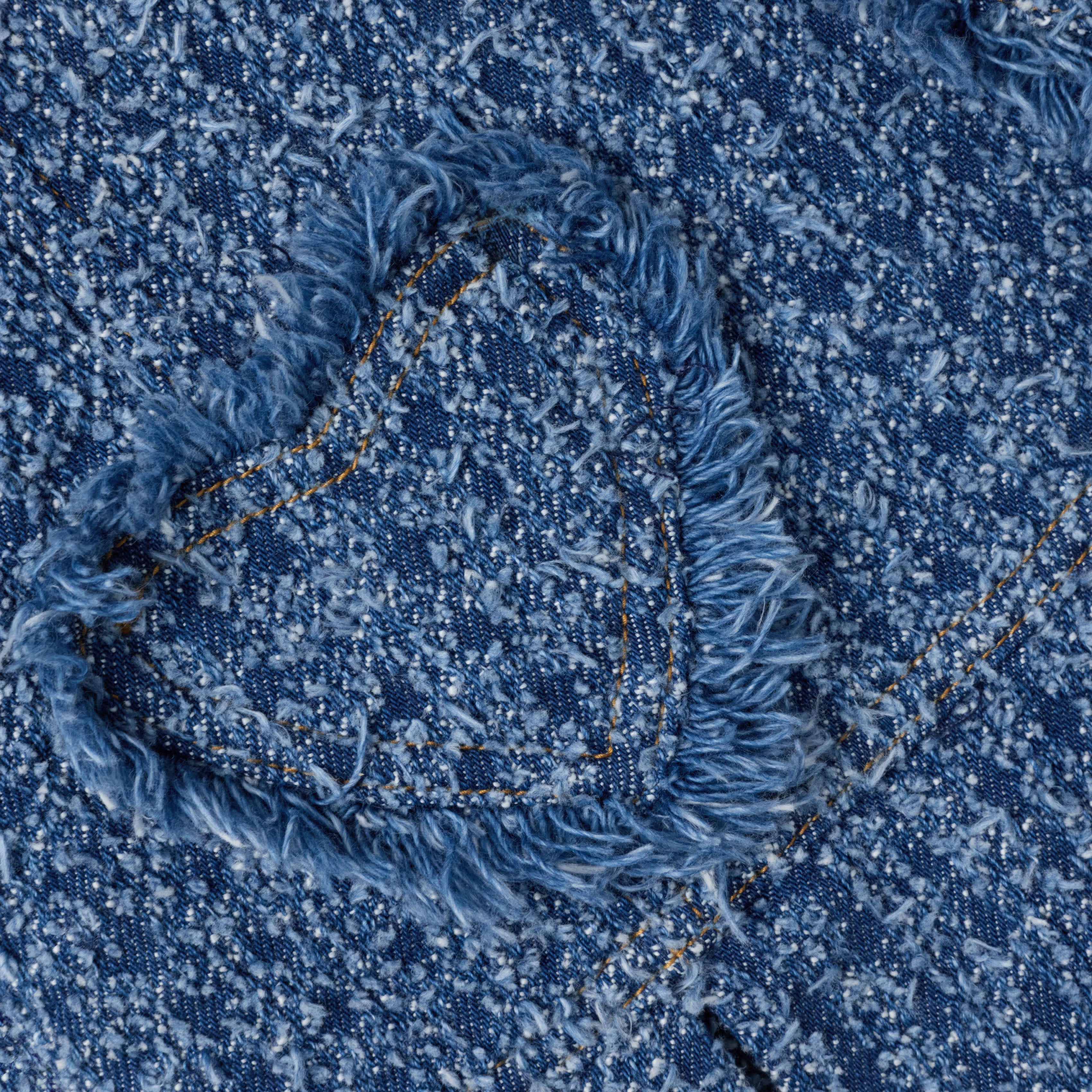 Self Portrait Denim Textured Heart Trim Kinderkleid Denim