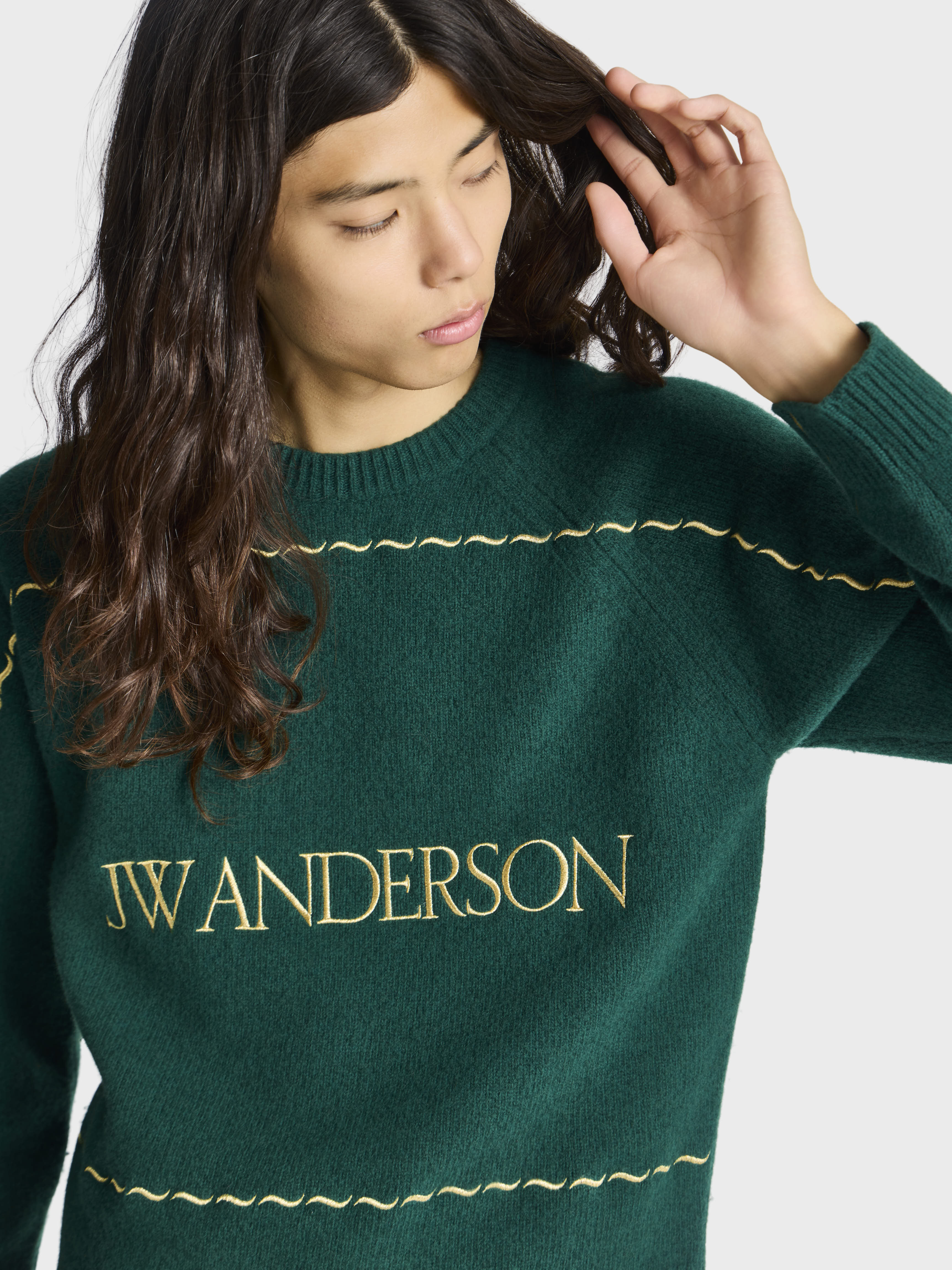 J.W.Anderson Knitted Logo Jumper Pine Wollpullover