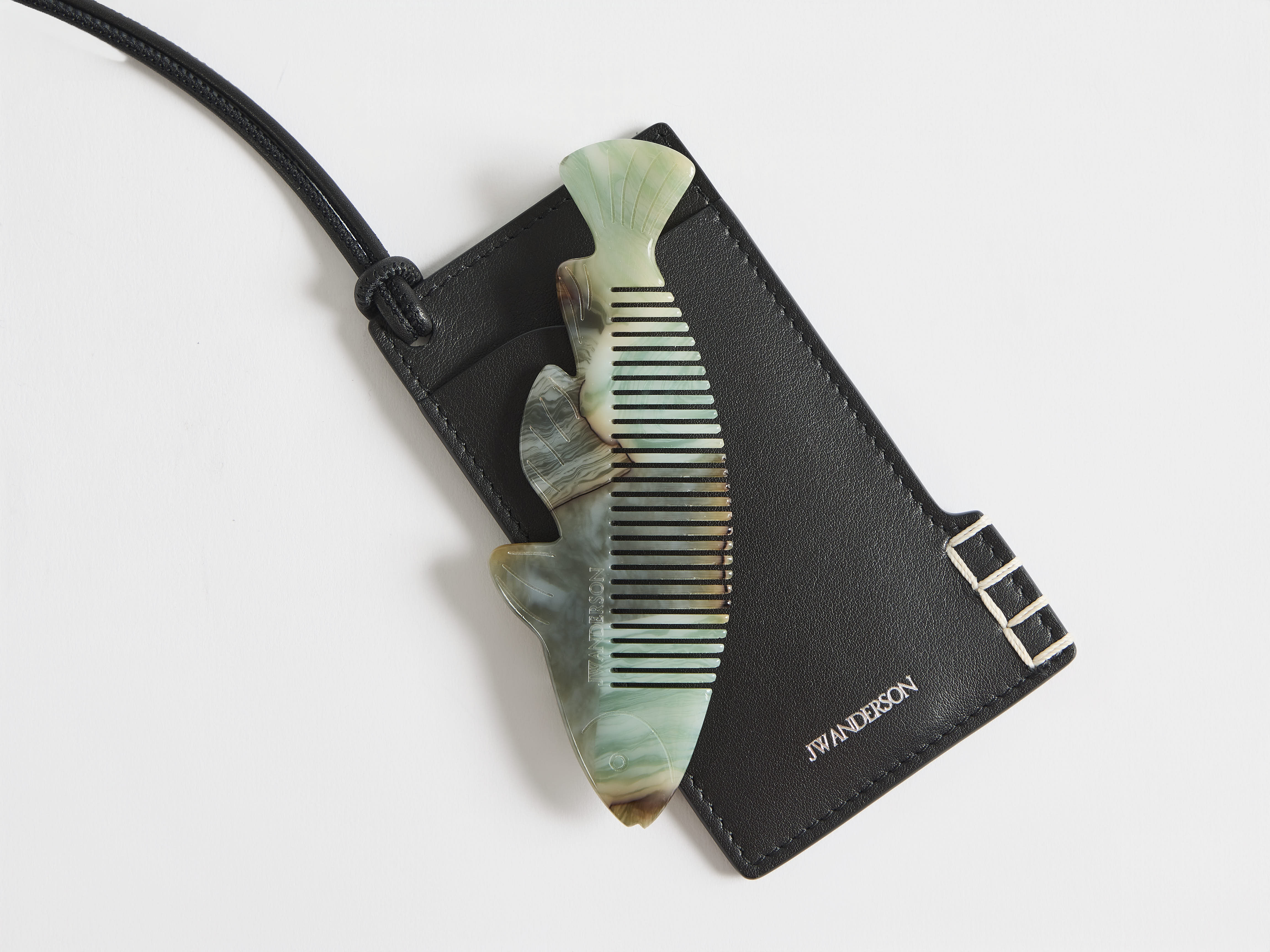 J.W.Anderson Loafer Pouch Schwarz Leder mit Fisch Kamm