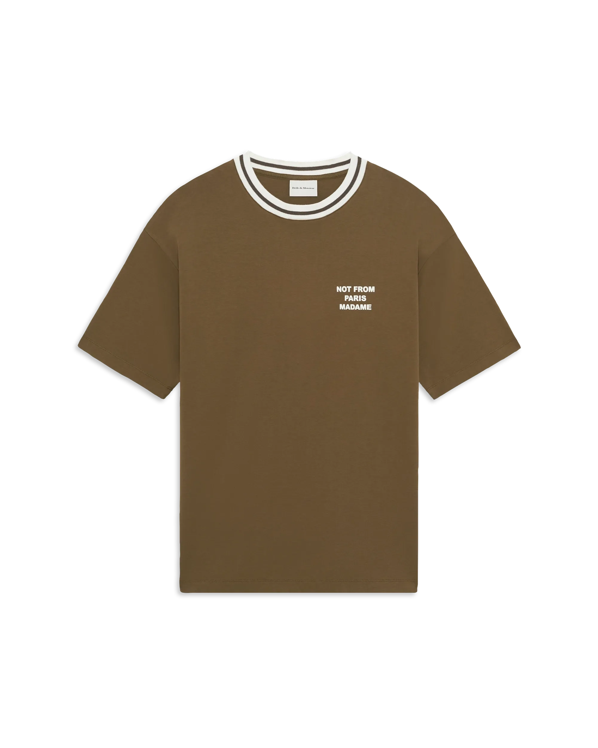 Drôle De Monsieur Sport Slogan T-Shirt khaki Baumwolle