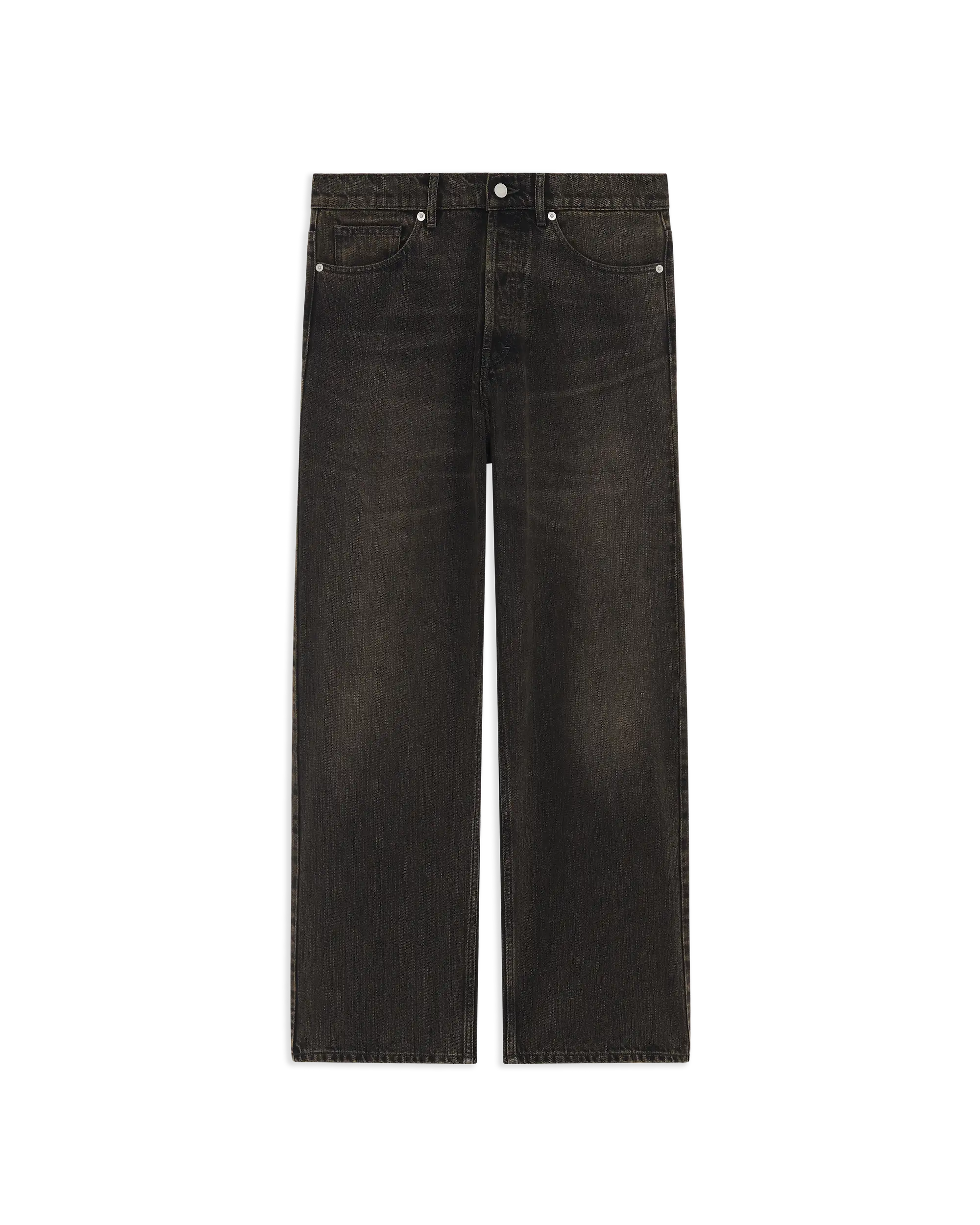 Drôle De Monsieur Washed Straight Denim Pants Jeans Khaki