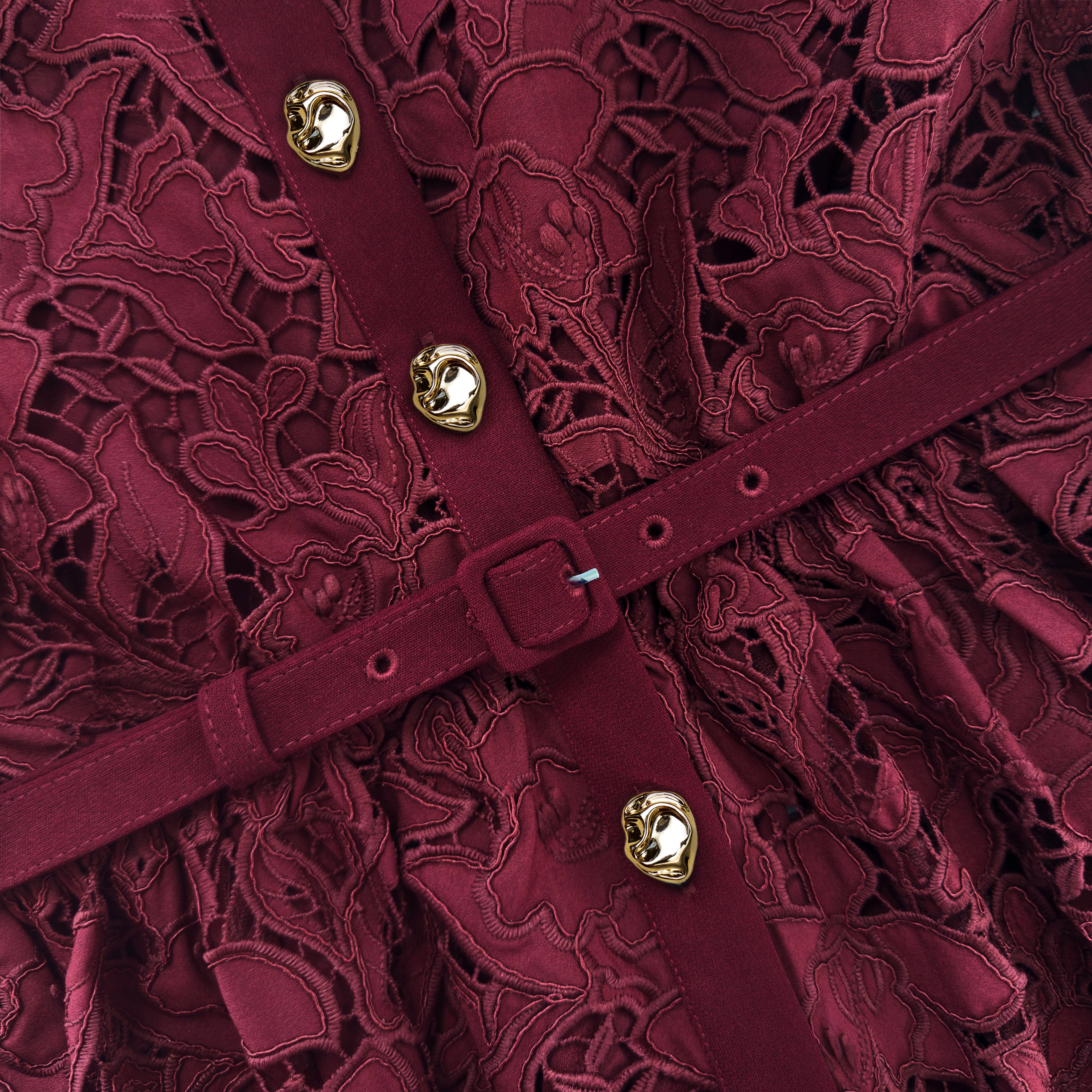 Self Portrait Burgundy Lace Midi Kleid Bordeaux Spitze