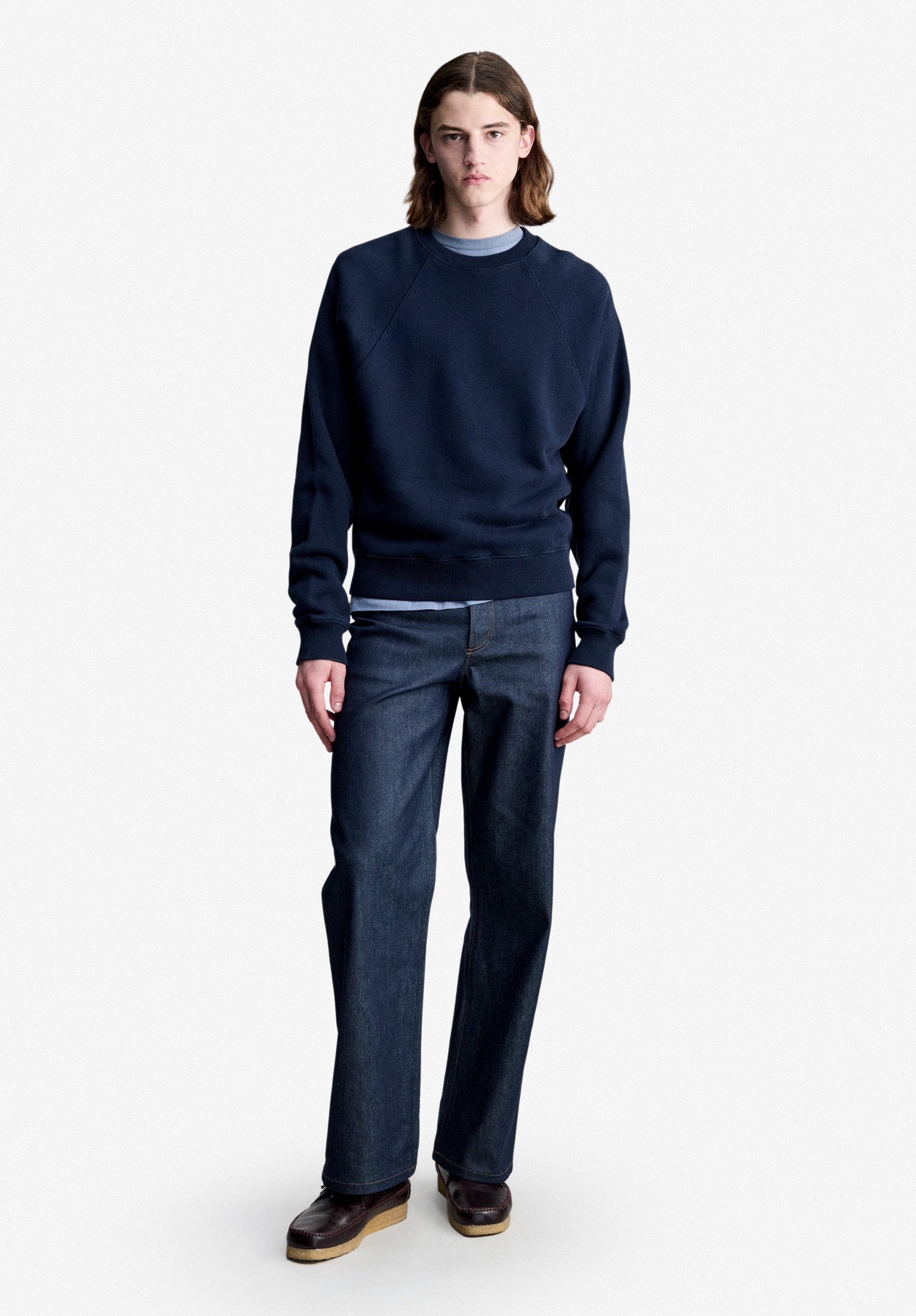 A.P.C. blaues Sweatshirt mit Raglanärmeln, 100 % Bio-Baumwolle