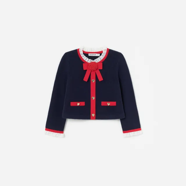 Self Portrait Knitwear Navy Wool Strickjacke Age 5/6 Wolle
