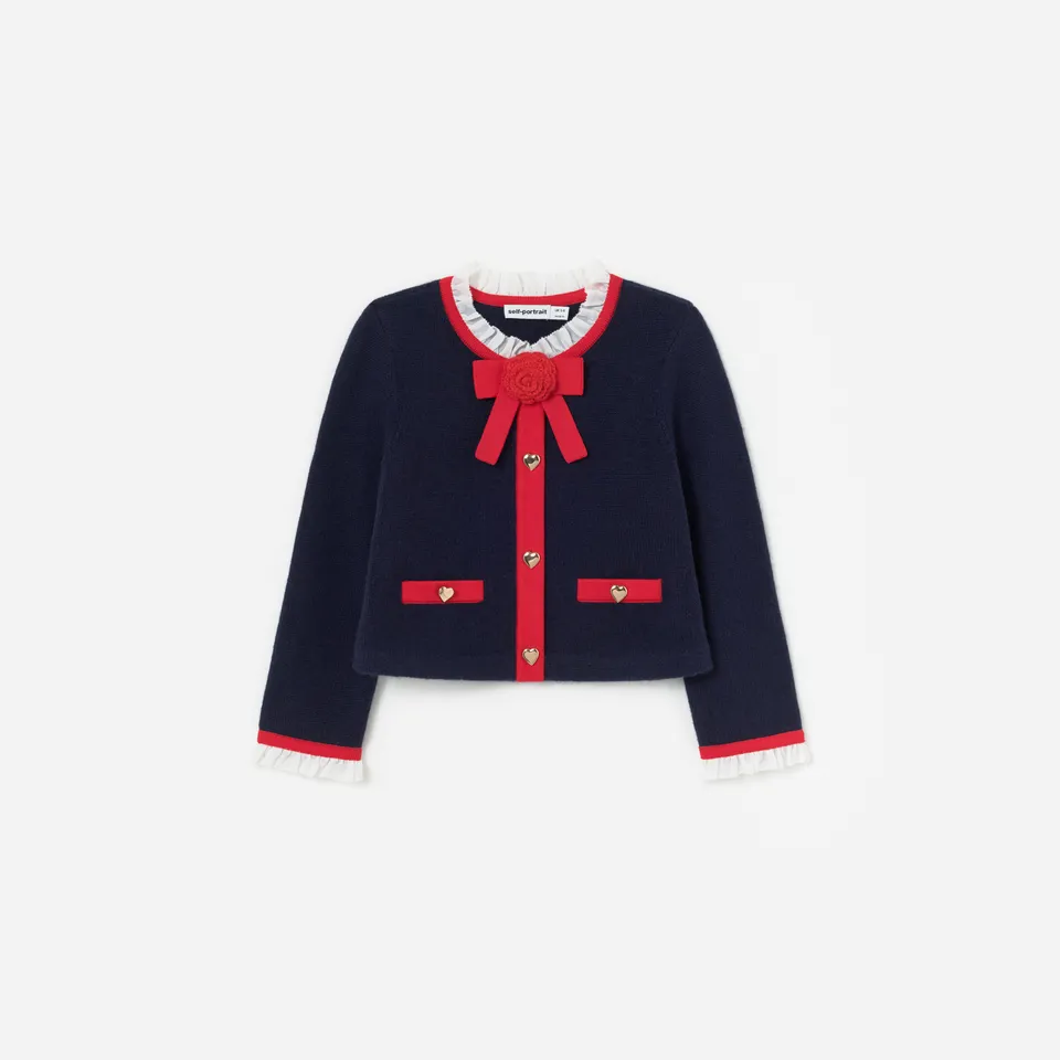 Self Portrait Knitwear Navy Wool Strickjacke Age 5/6 Wolle