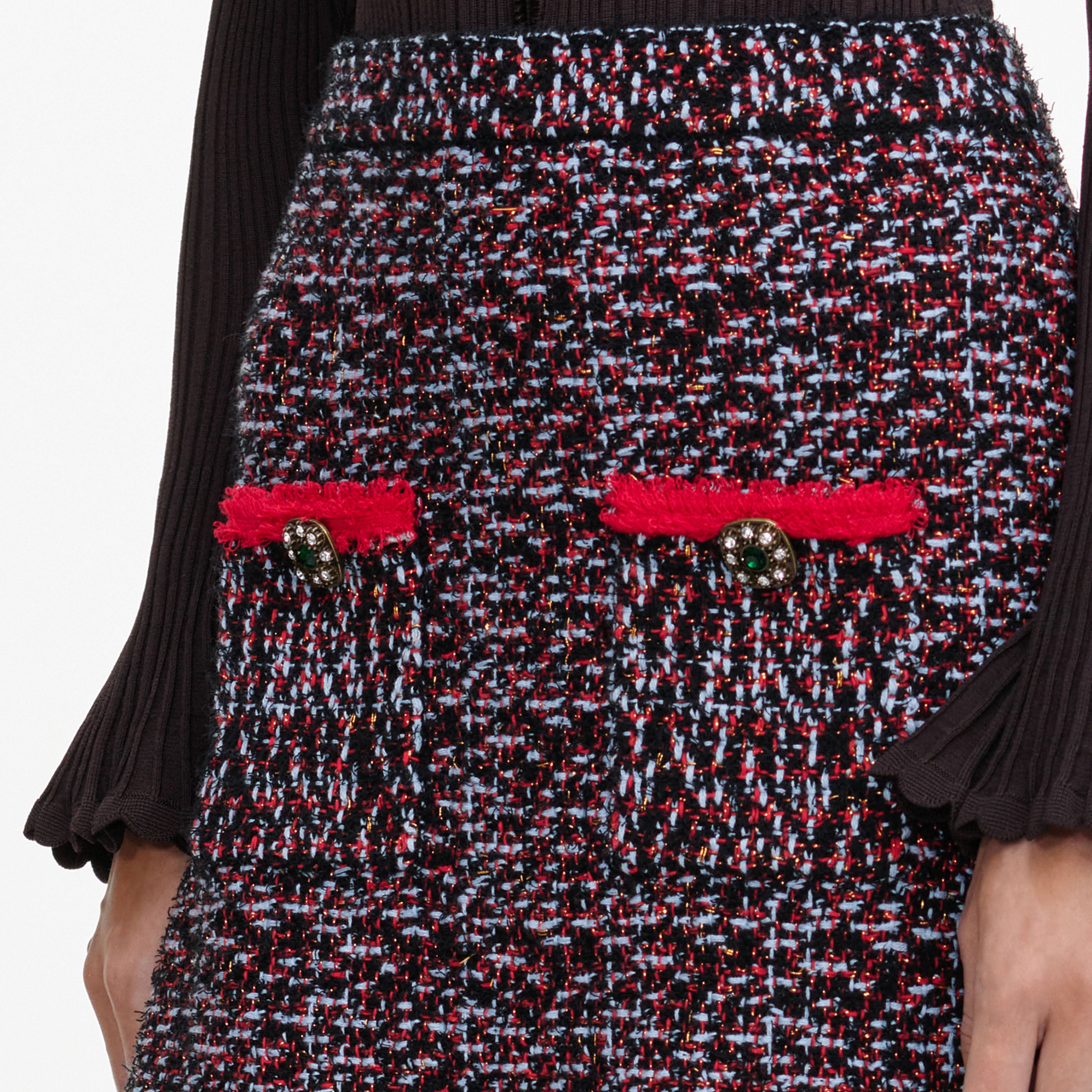 Self Portrait Multi Textured Knit Midi Rock Bunt