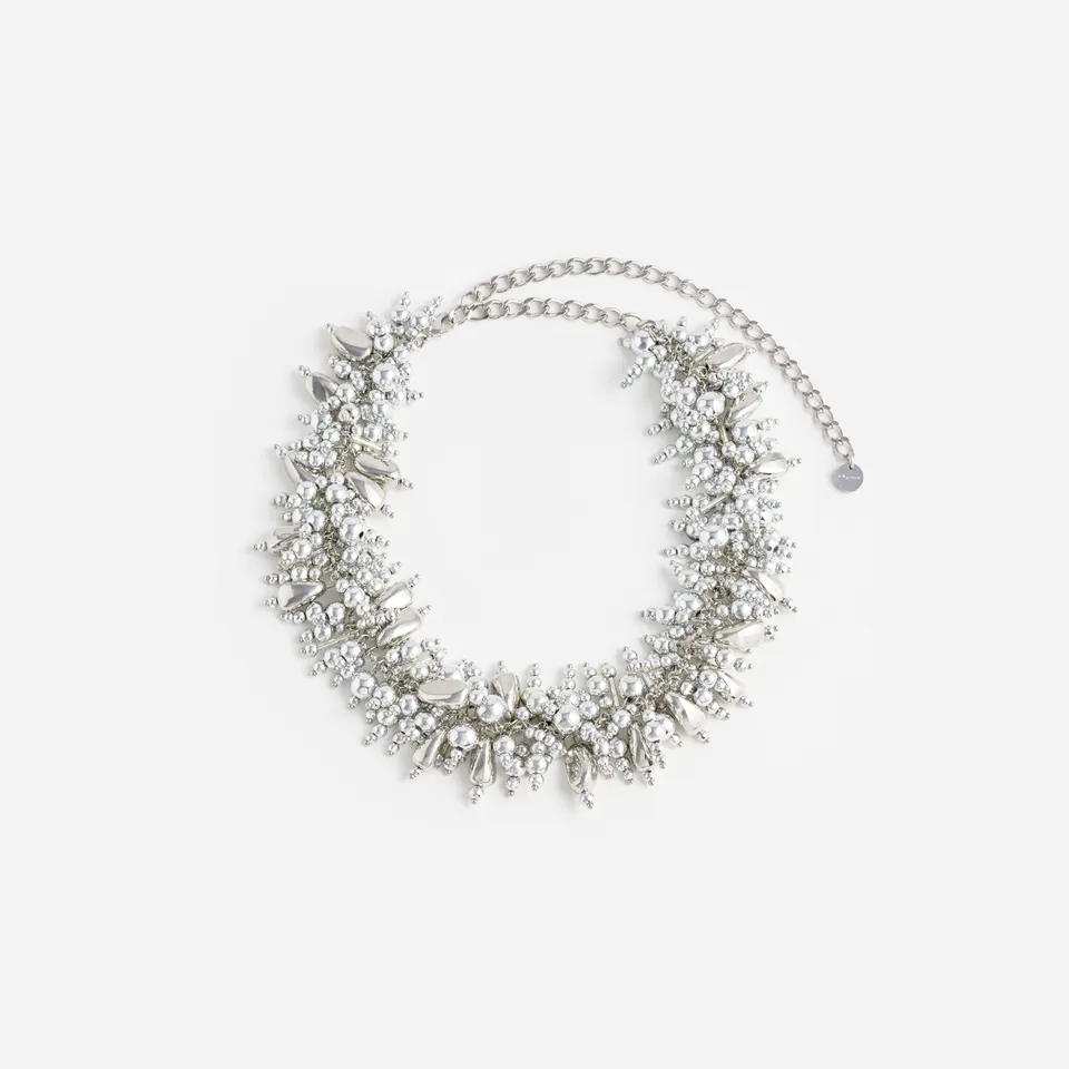 Self Portrait Silver Beaded Choker Halskette Silber