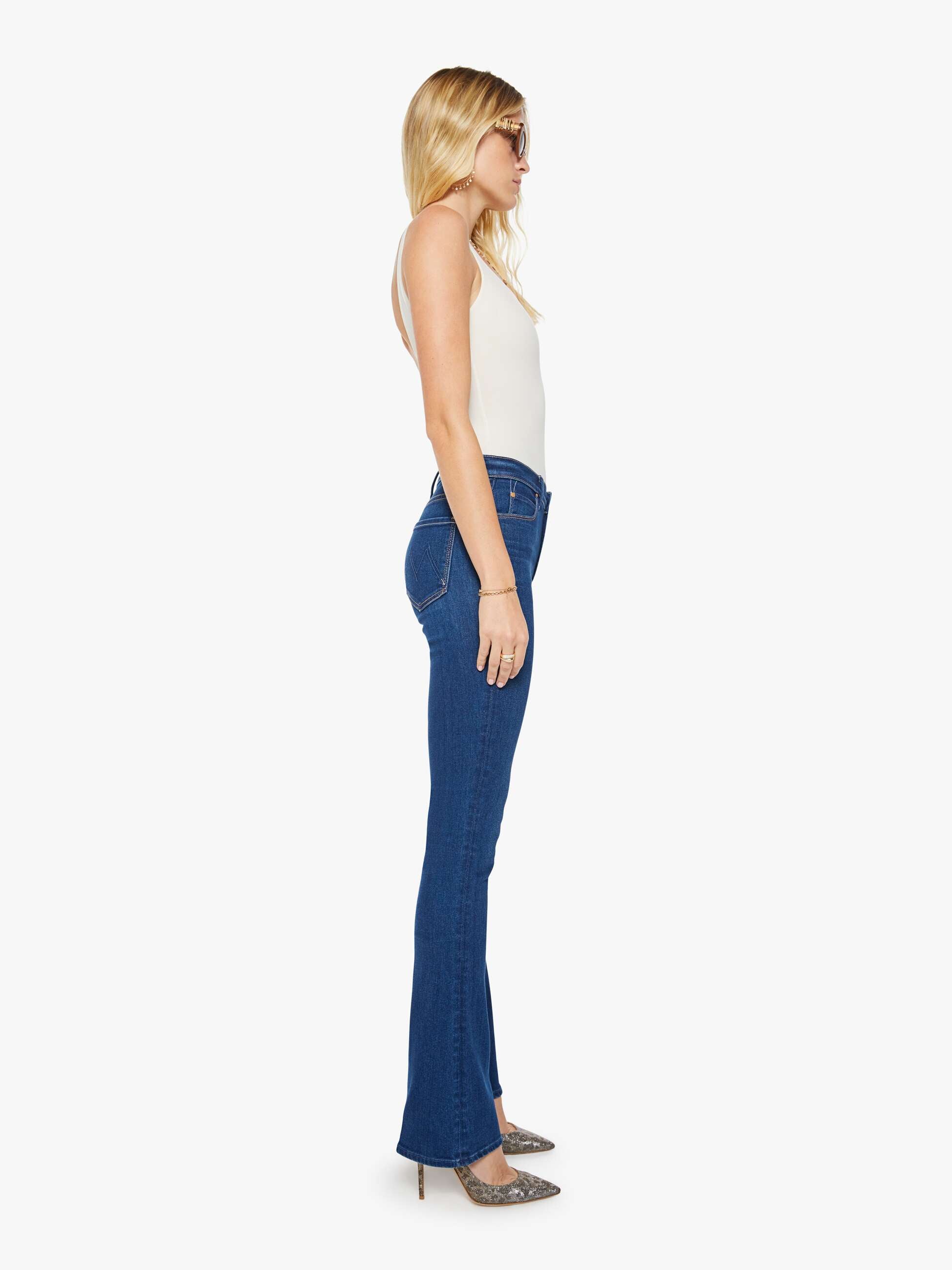 Mother The Runaway Pinkies Up Flare Jeans Dunkelblau Mid-Rise