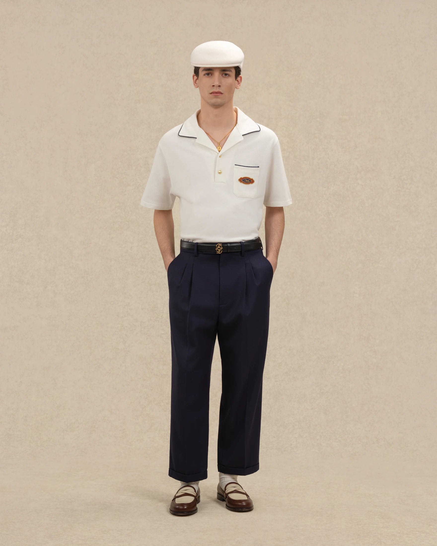 Drôle De Monsieur Polo Drôle Patch Polohemd Off-White Baumwolle