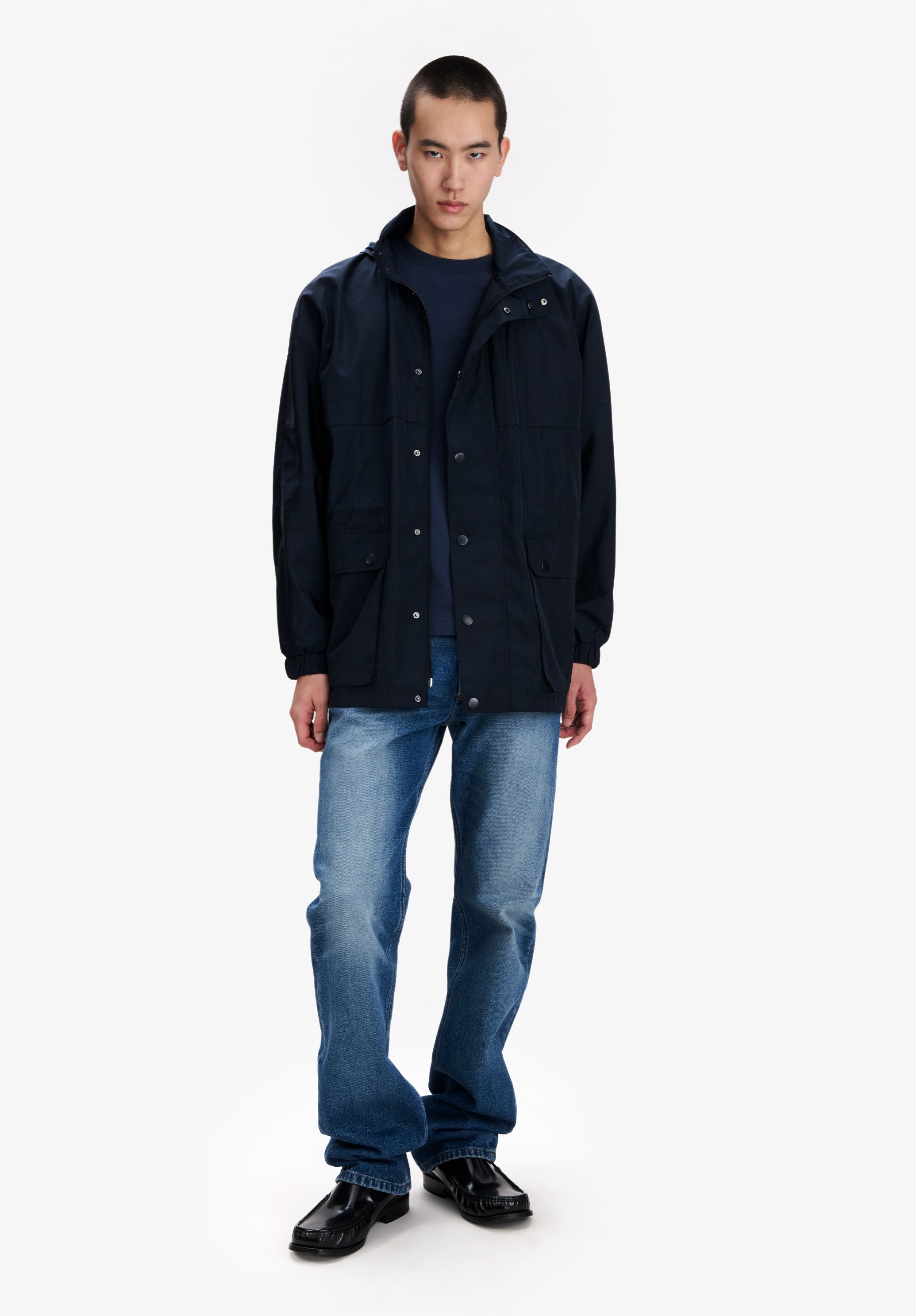 A.P.C. Windbreaker Jacke marineblau mit Kapuze
