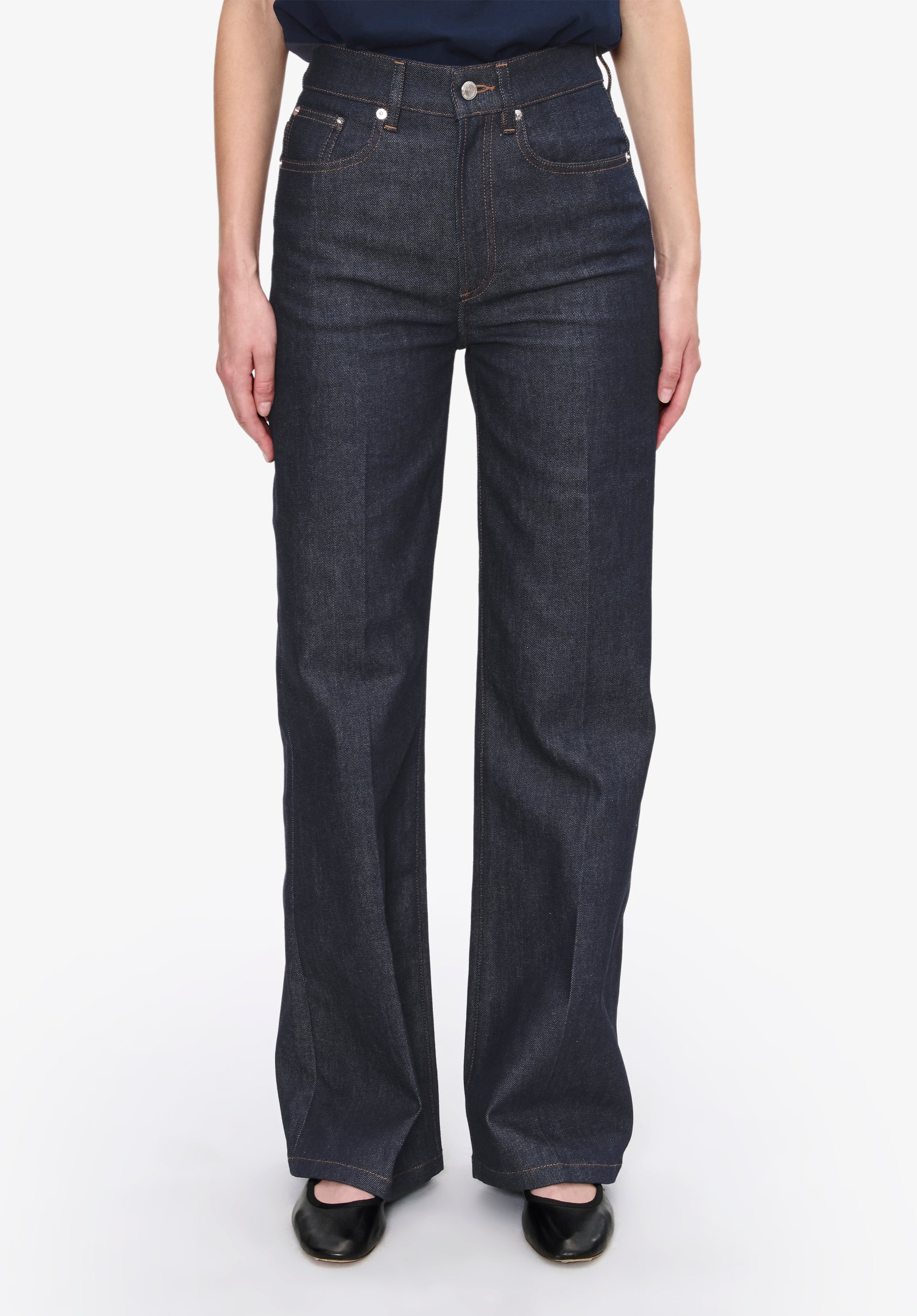A.P.C. Domino Jeans Denim hohe Taille gerades Bein