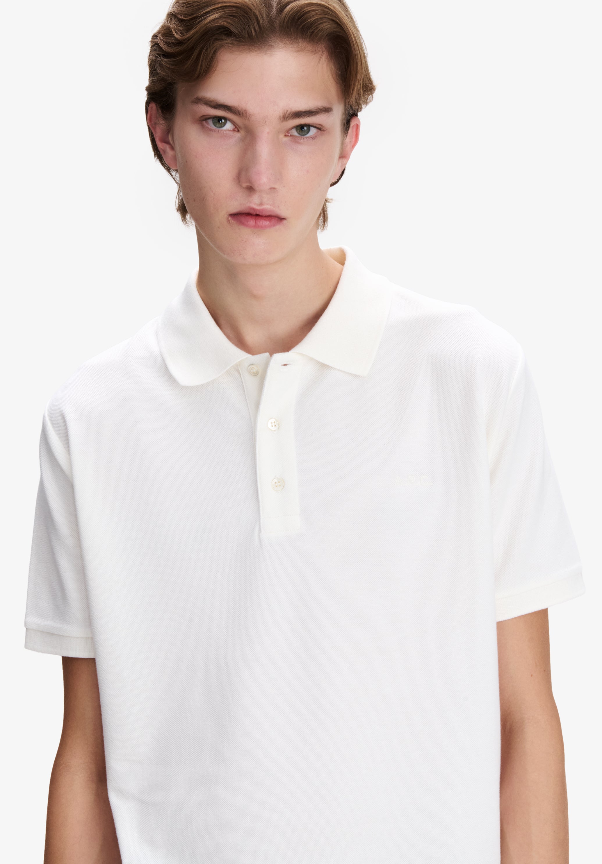 A.P.C. Polohemd Baumwollpiqué Weiss Bio-Baumwolle