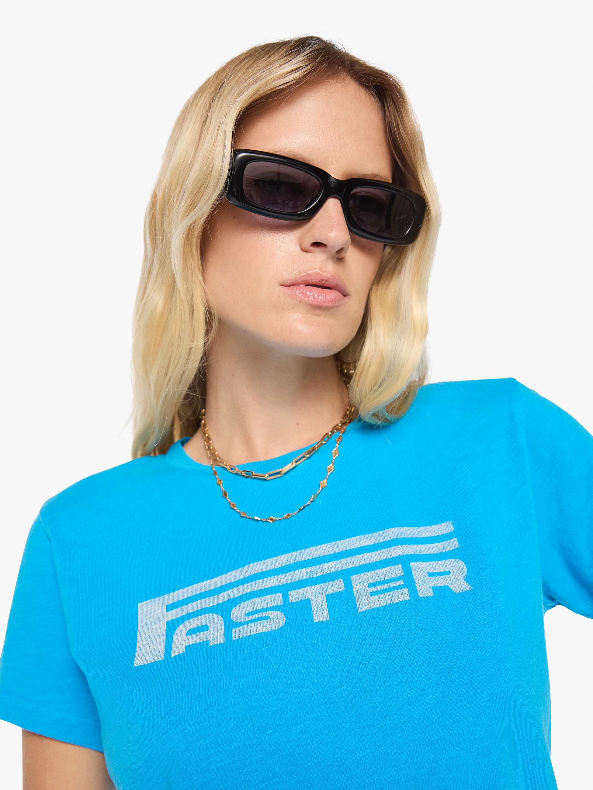 Mother The Sinful Faster T-Shirt Blau Baumwolle Slim