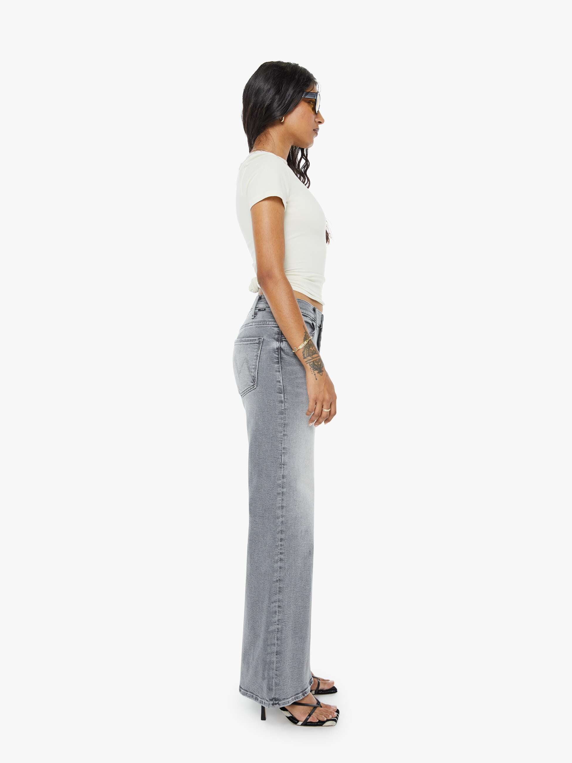 Mother Denim Lil Hustler Roller Skimp Jeans Grau Petite
