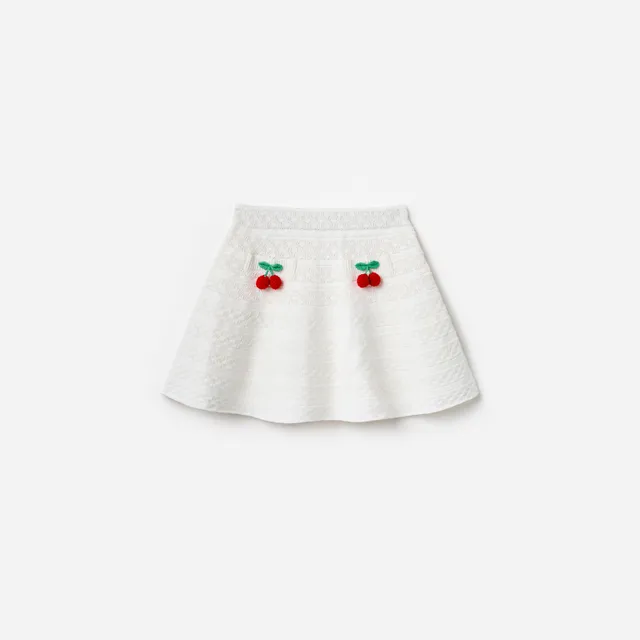 Self Portrait Cream Cherry Strickrock weiß Kinder Kirsche