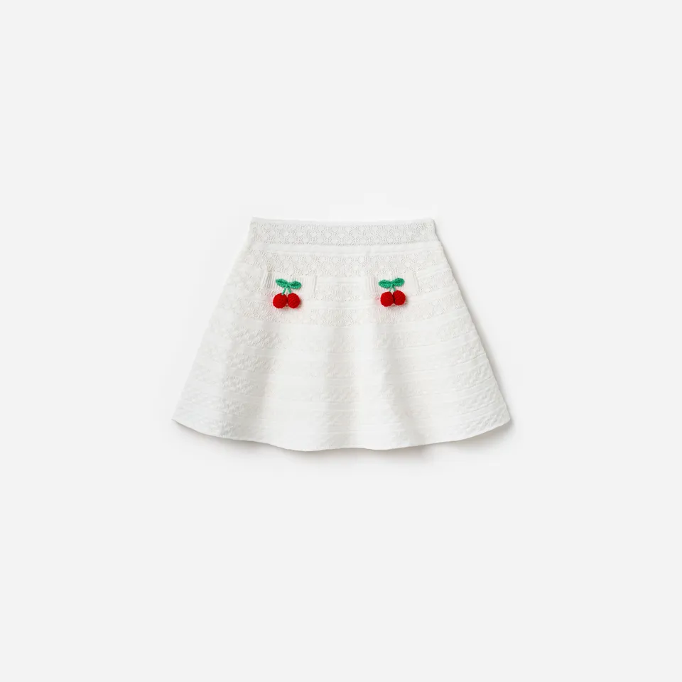 Self Portrait Cream Cherry Strickrock weiß Kinder Kirsche
