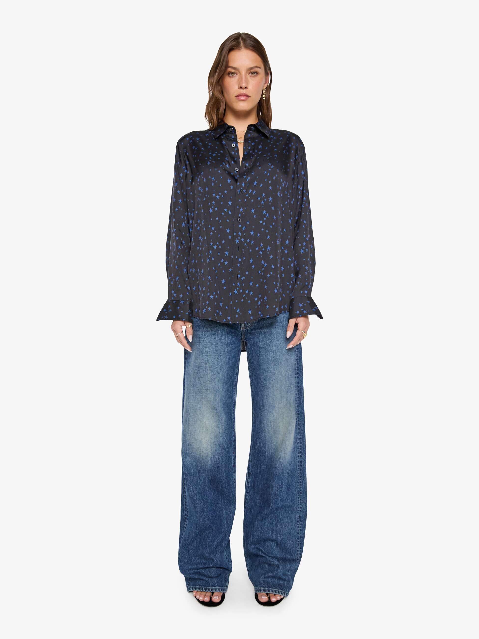 Mother Bestie Bluse Rock Star Schwarz Sterne Seidenmix