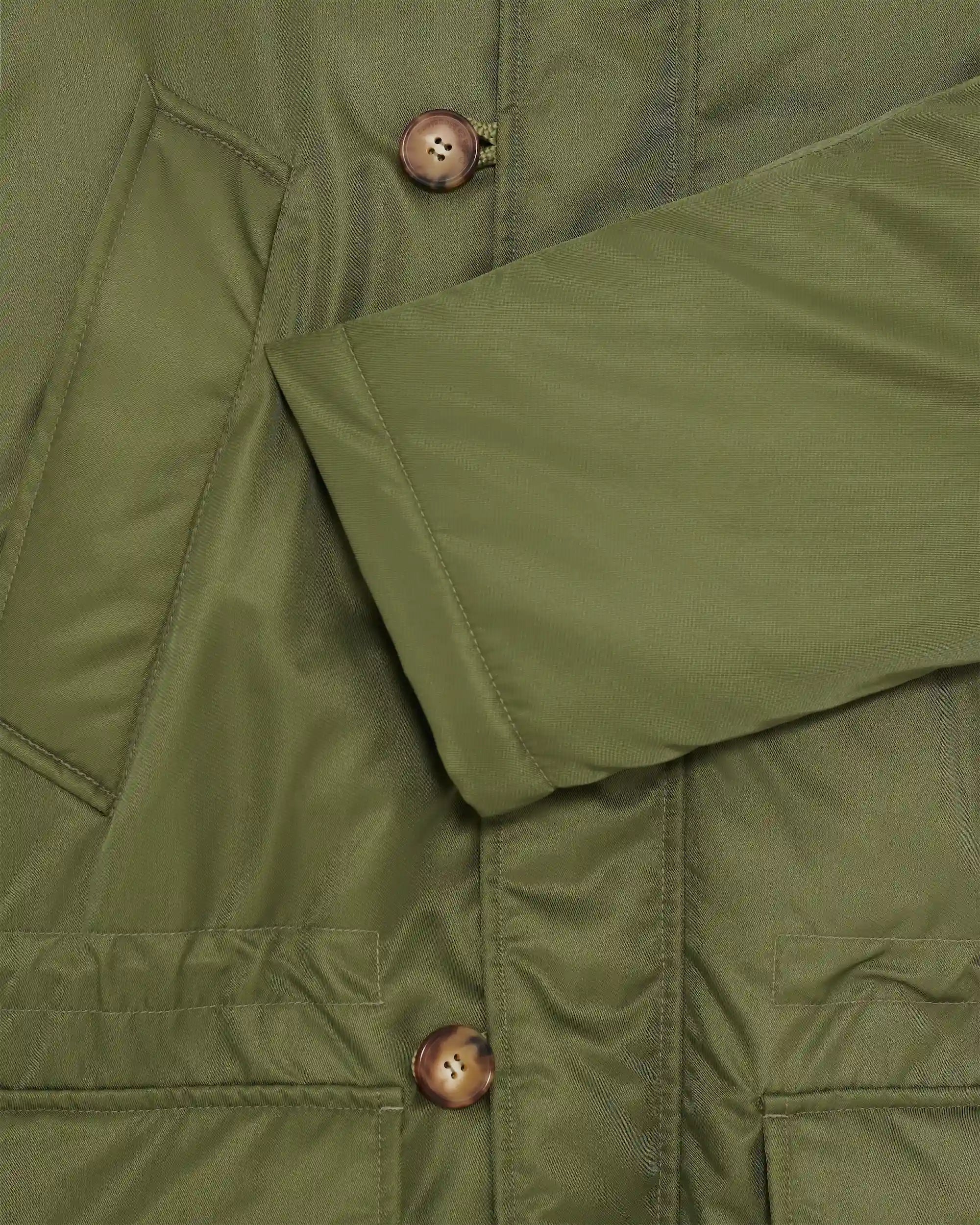 Drôle De Monsieur Nylon Parka Fake Fur Collar Parka Khaki