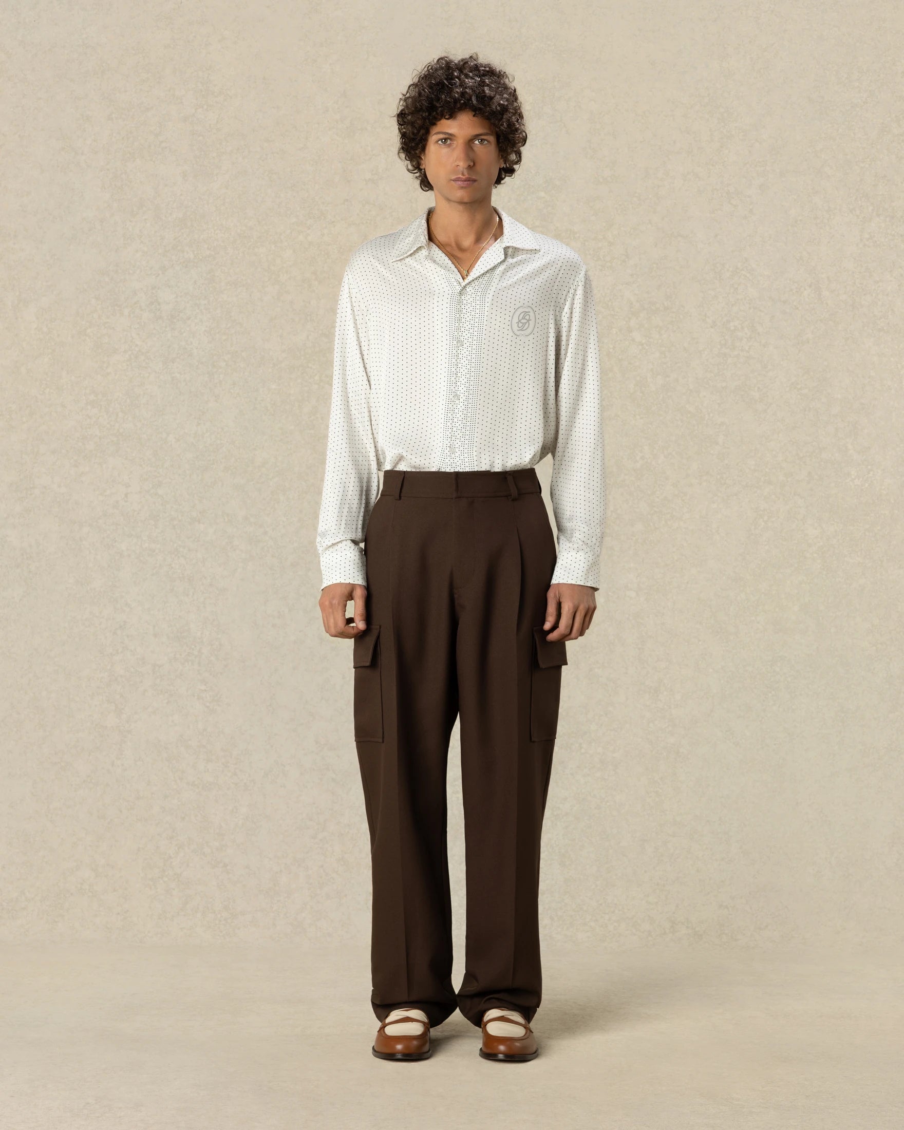 Drôle De Monsieur Notcha Dots Print Hemd Viskose Weiß