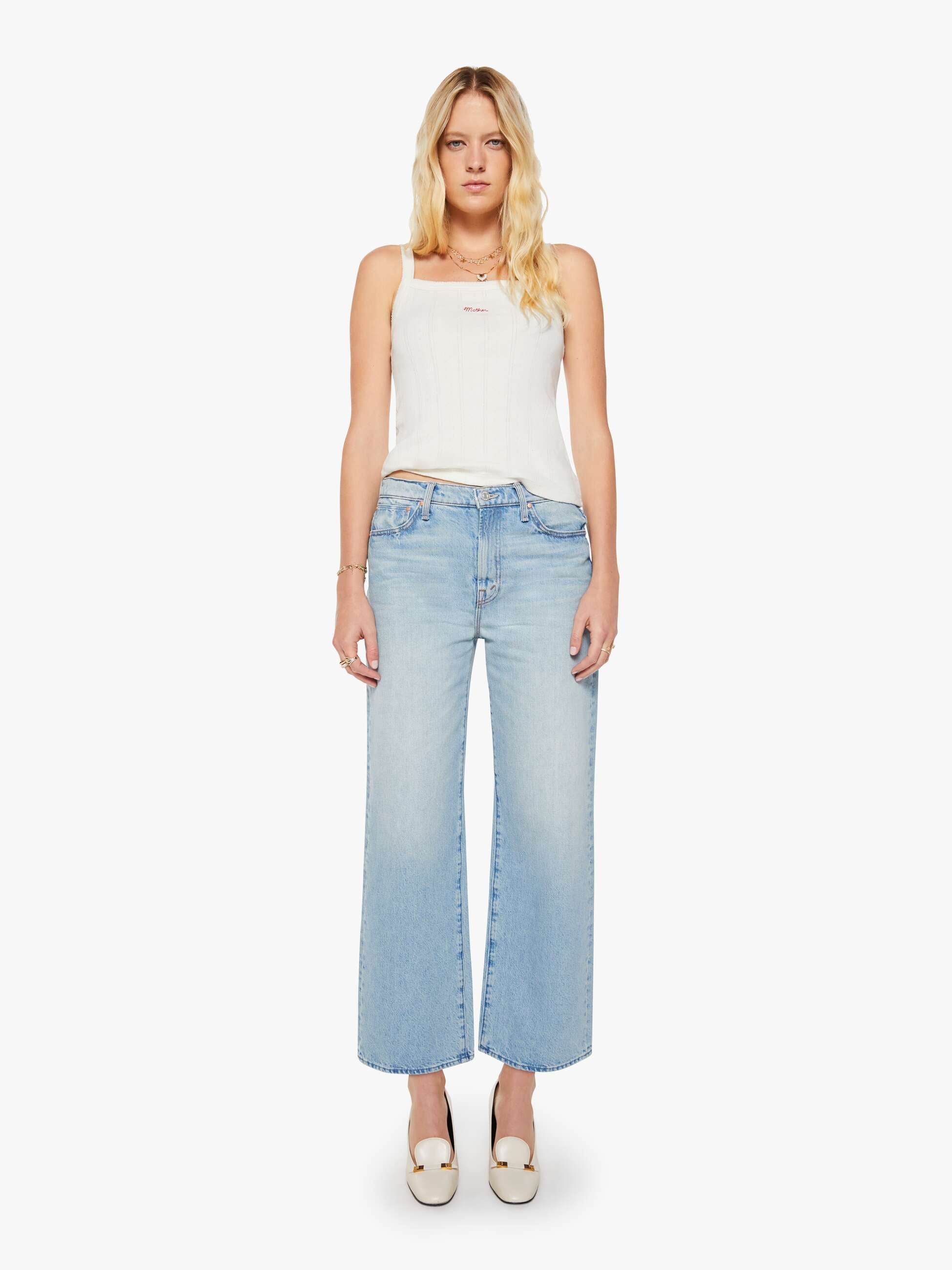 Mother Dodger Flood Jeans This Is How I Roll Hellblau