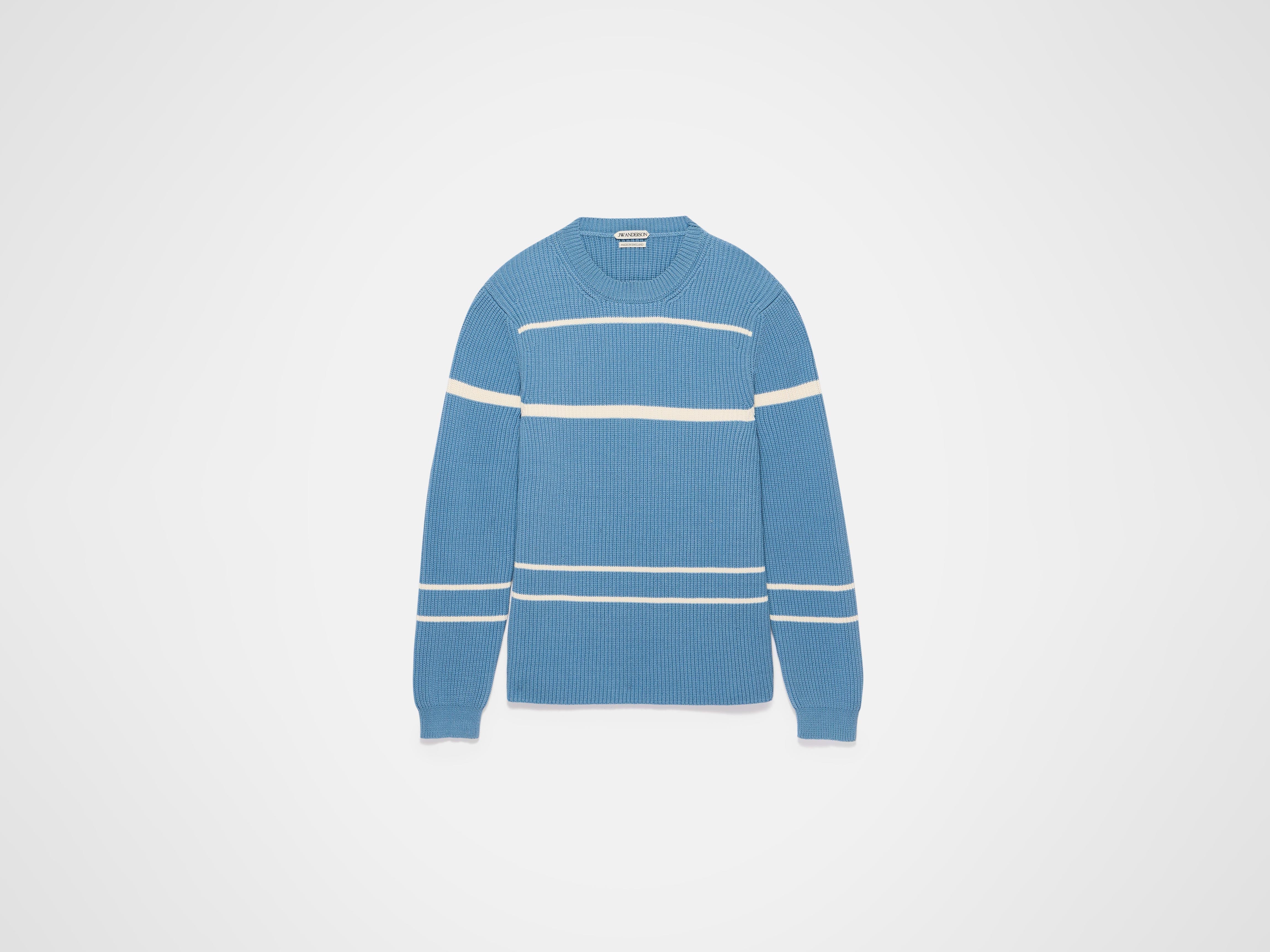 J.W. Anderson KW1511YN0486 Strickpullover Stahlblau Gestreift Herren
