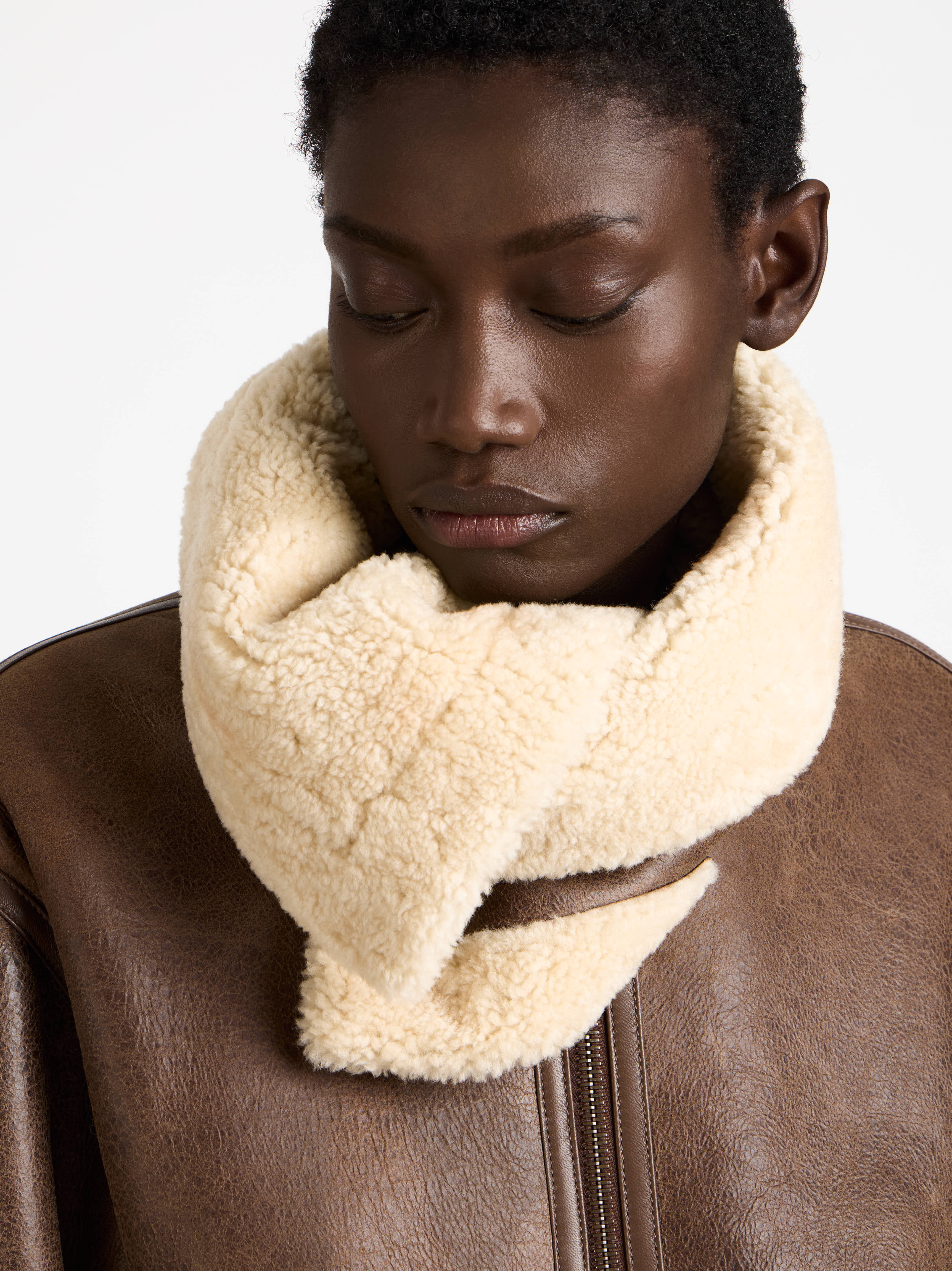 J.W.Anderson Shearling Lederjacke Damen Braun Lammfell