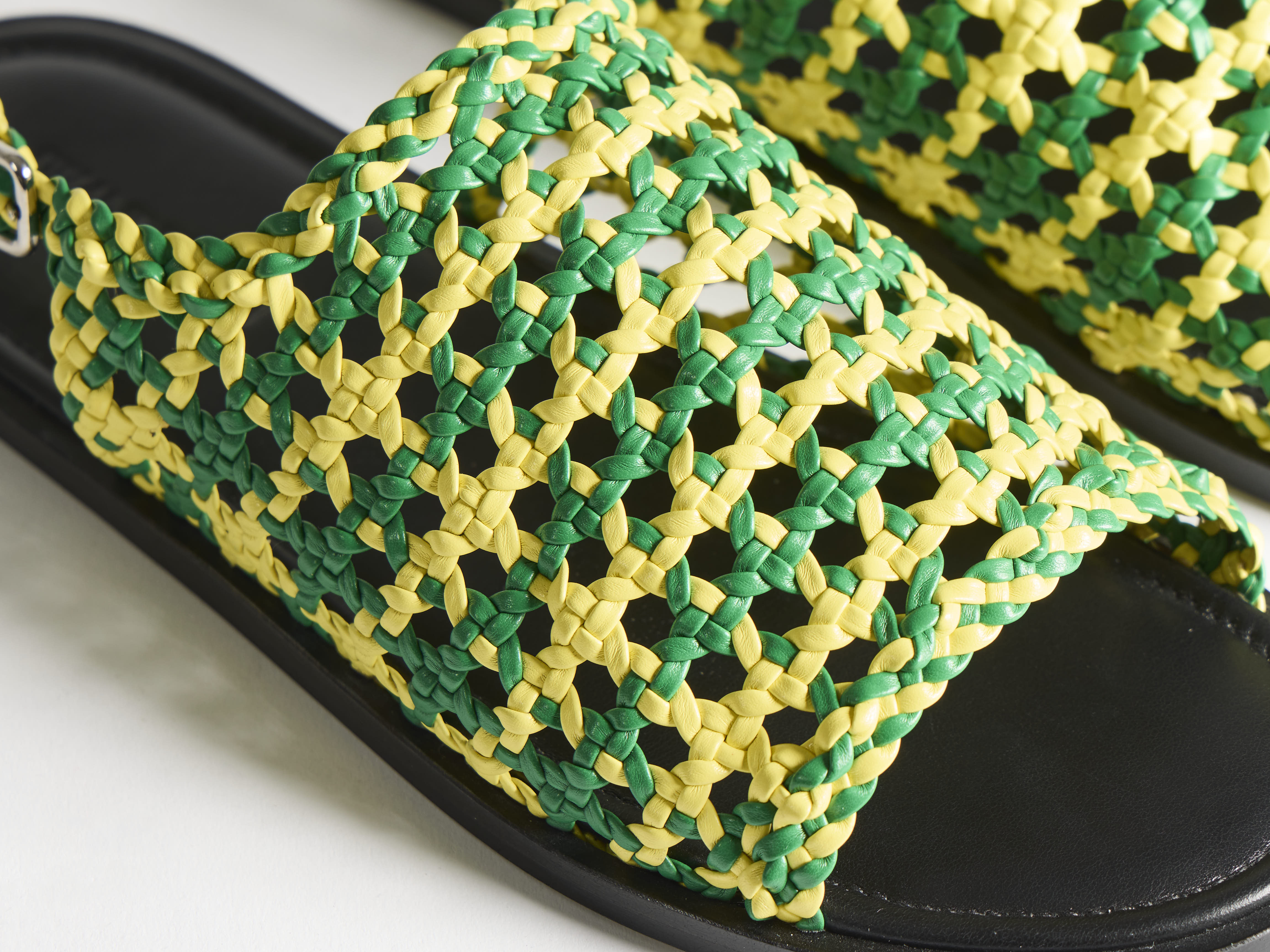 J.W.Anderson Woven Leather Sandal Sandalen Grün Gelb Leder