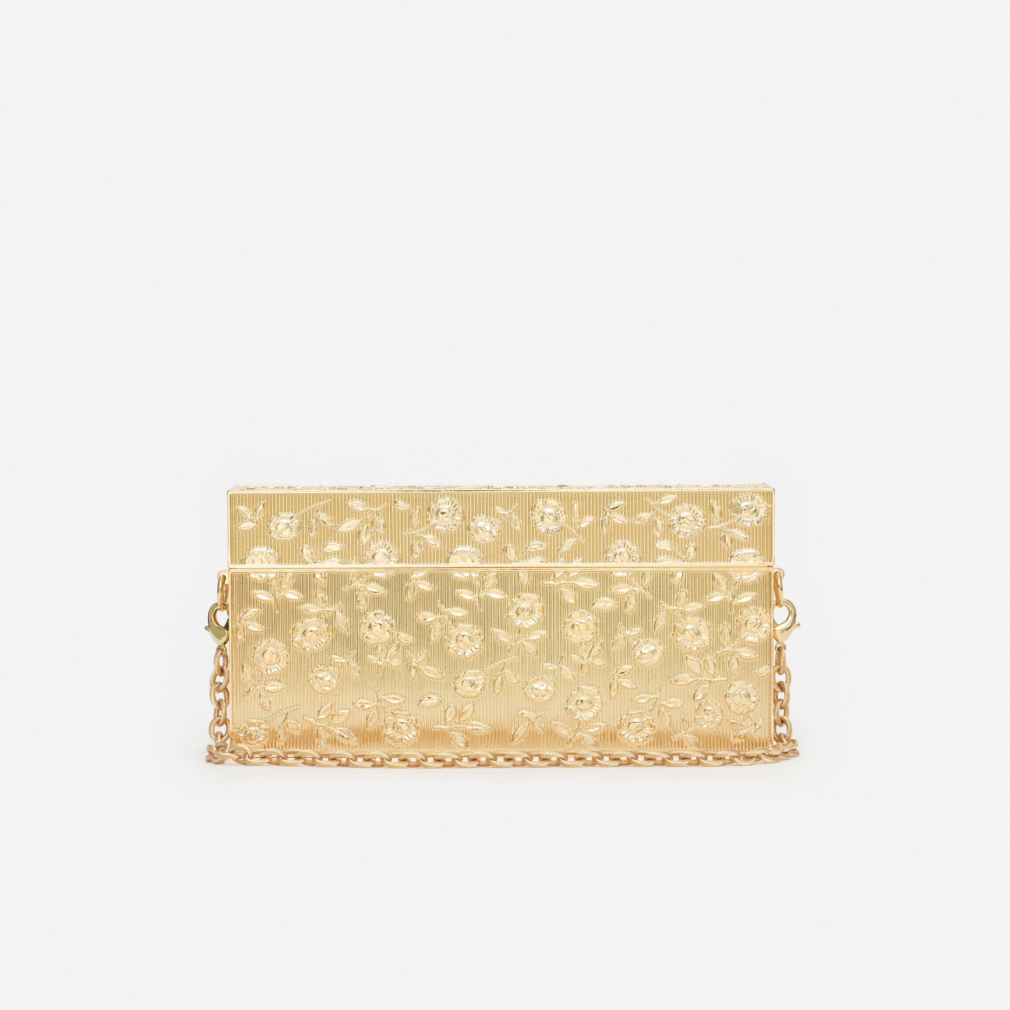 Self Portrait Gold Floral Engraved Tasche Clutch Gold One Size