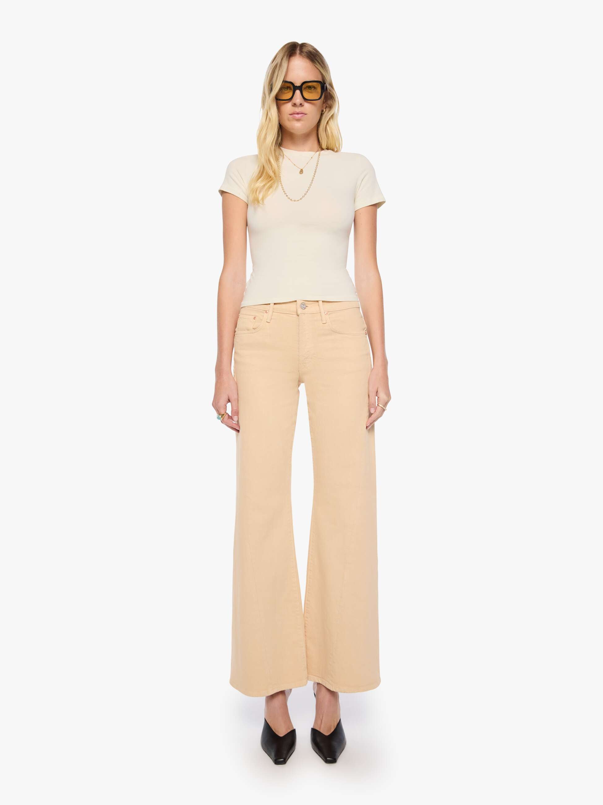 Mother Sidestepper Twist Sneak Jeans Winter Wheat