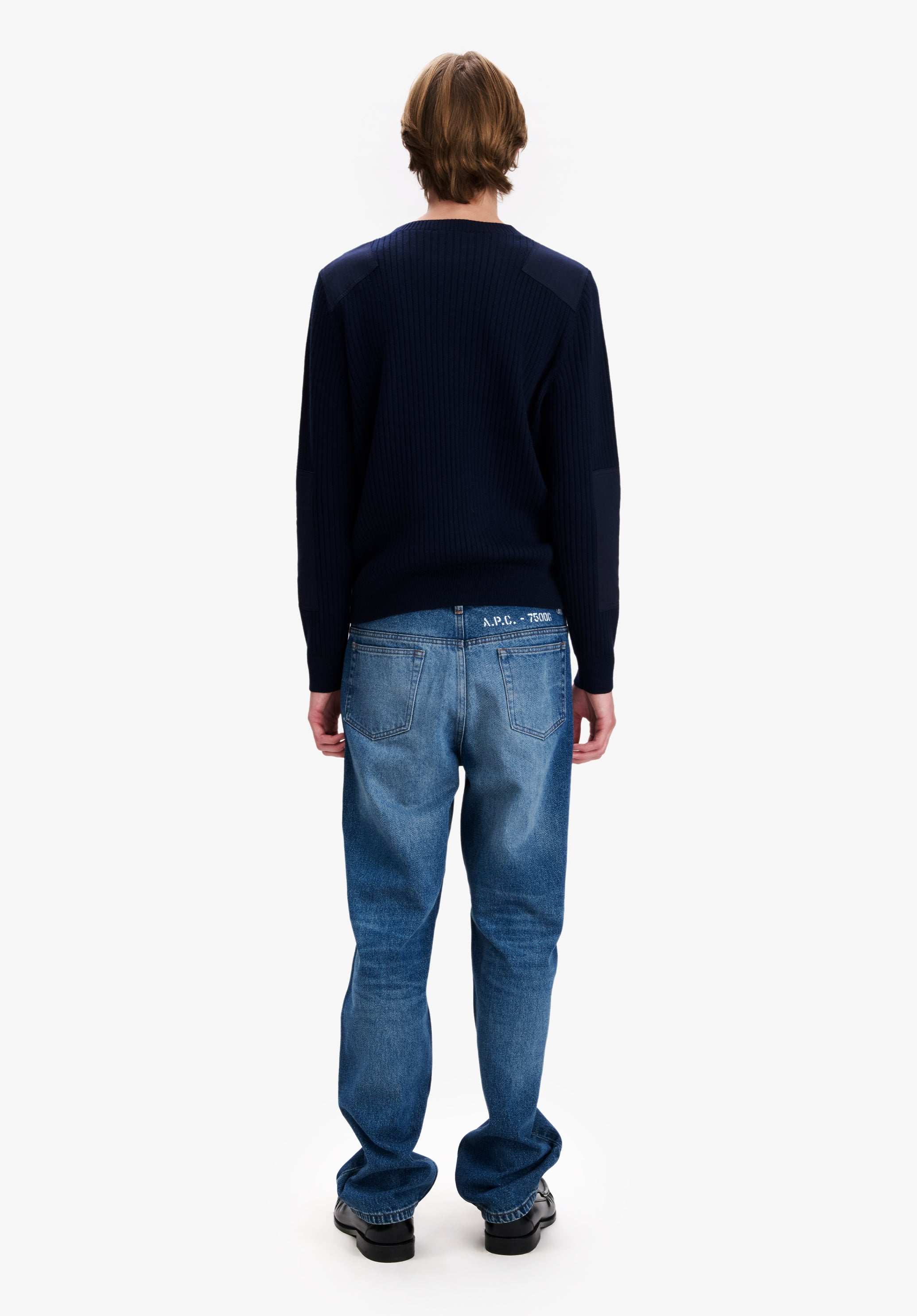 A.P.C. Military Pullover Merinowolle Marine Größe M