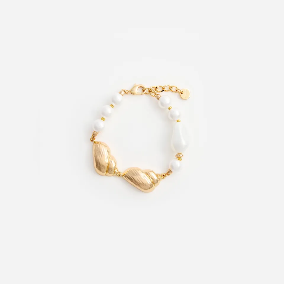 Self Portrait Gold Shell Pearl Armband Damen Muschel