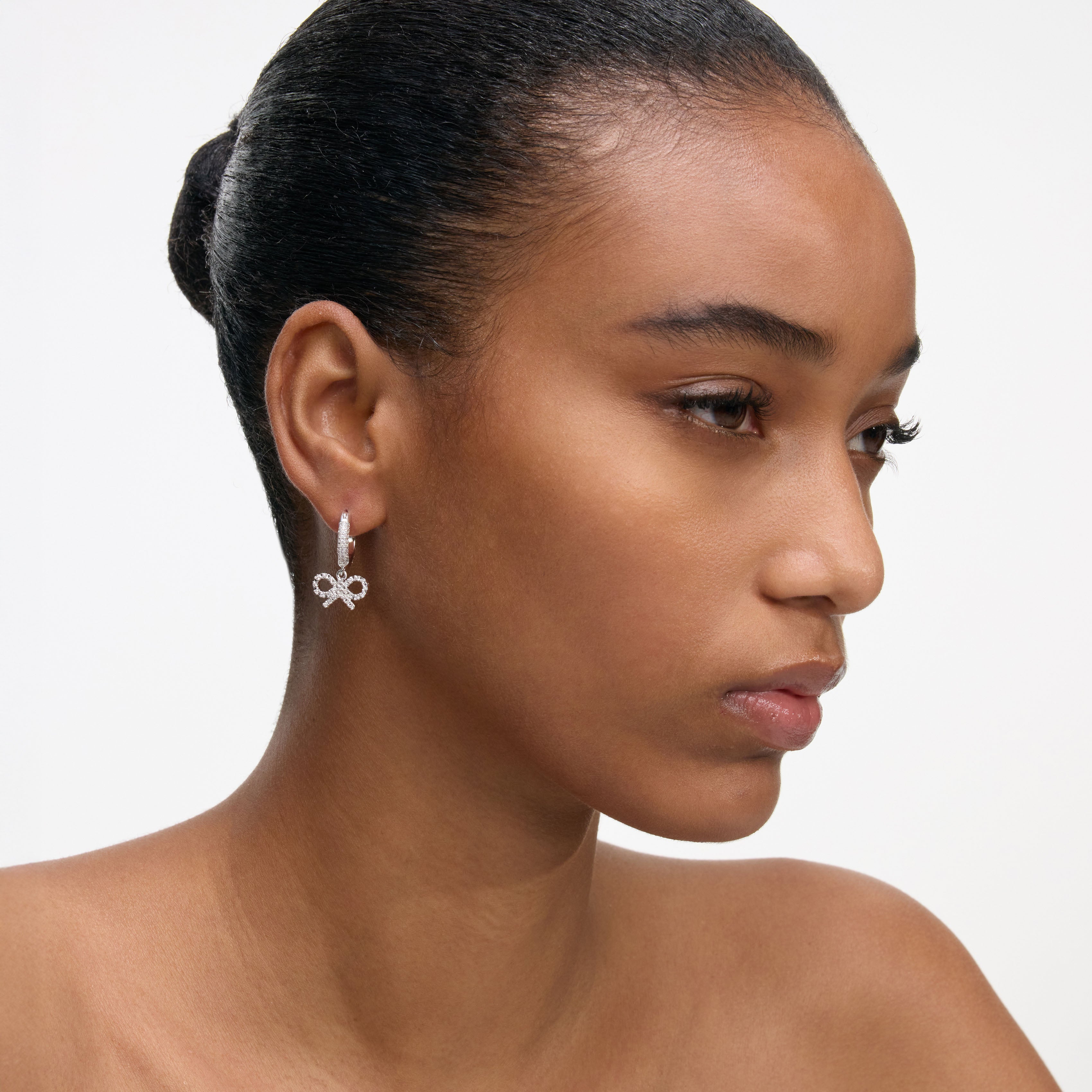 Self Portrait Crystal Bow Hoop Ohrringe Silber Schleife