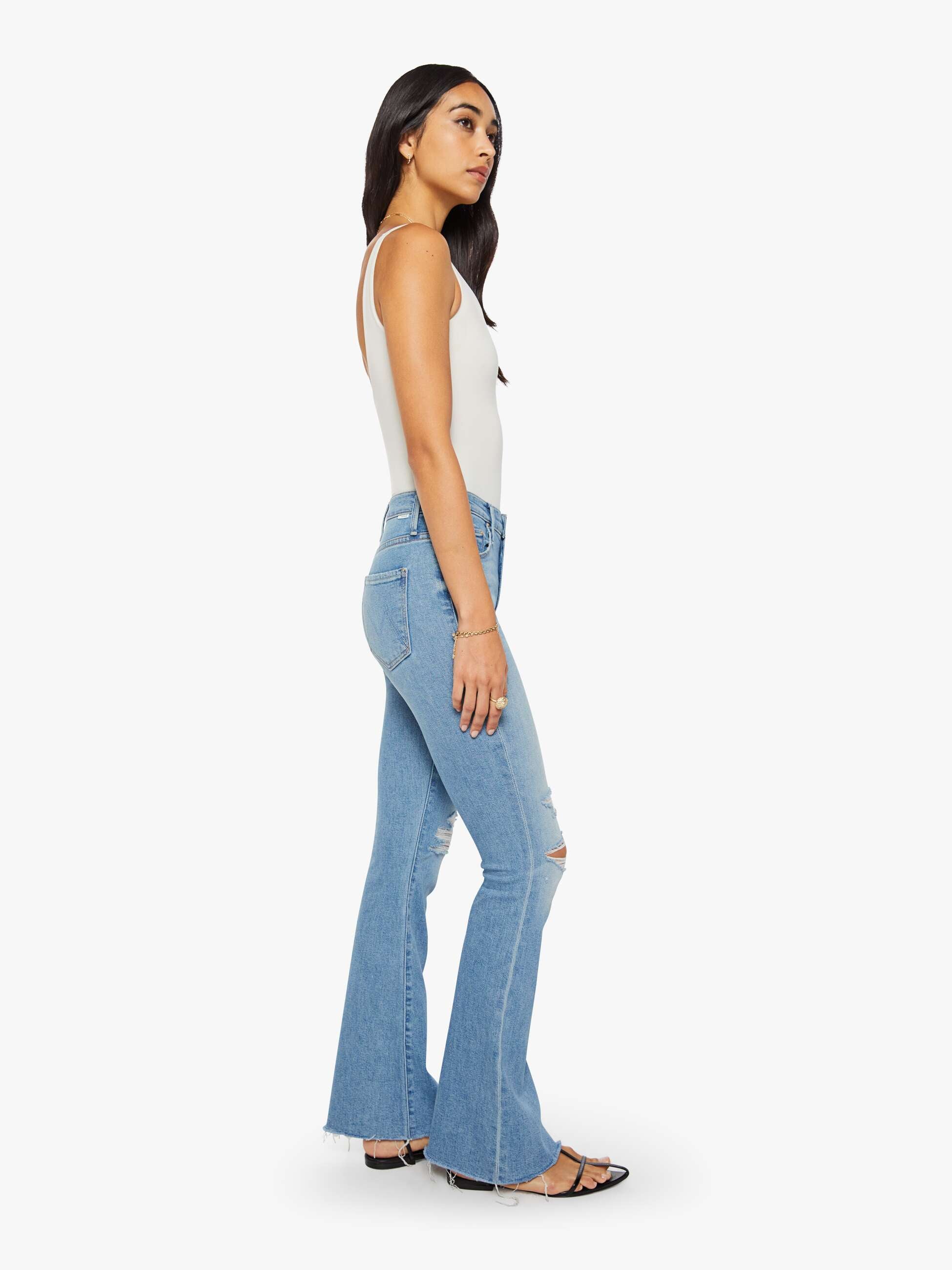 Mother The Weekender Fray Jeans Chaos Is Calling Blau