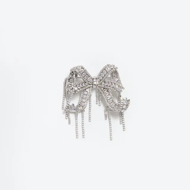 Self Portrait Crystal Bow Brosche Silber One Size Kristall