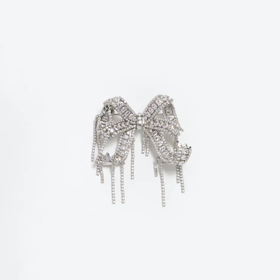 Self Portrait Crystal Bow Brosche Silber One Size Kristall