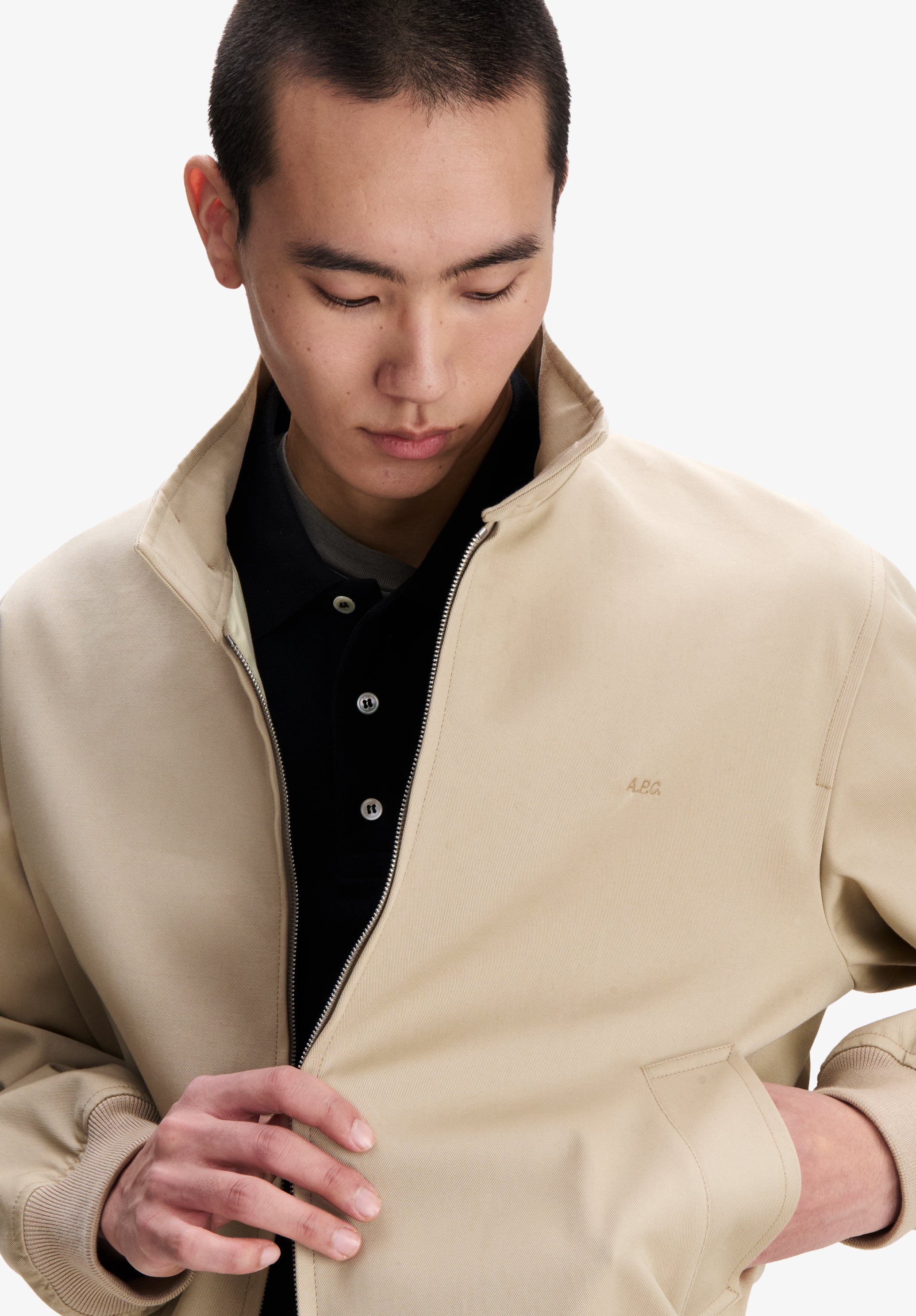 A.P.C. Reißverschluss Jacke Bio-Baumwolle Stehkragen