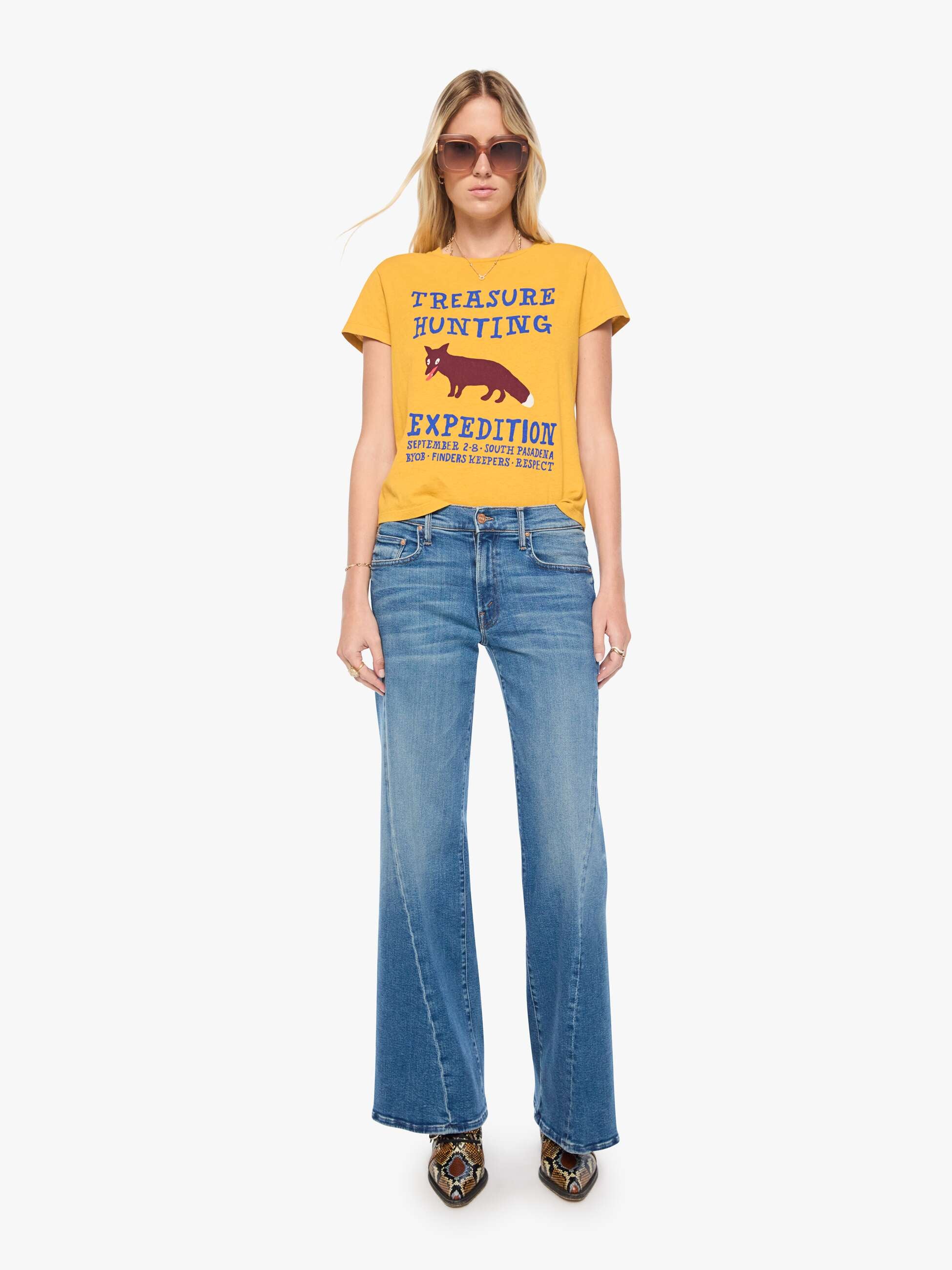Mother Boxy Goodie Goodie T-Shirt Goldgelb Fuchs