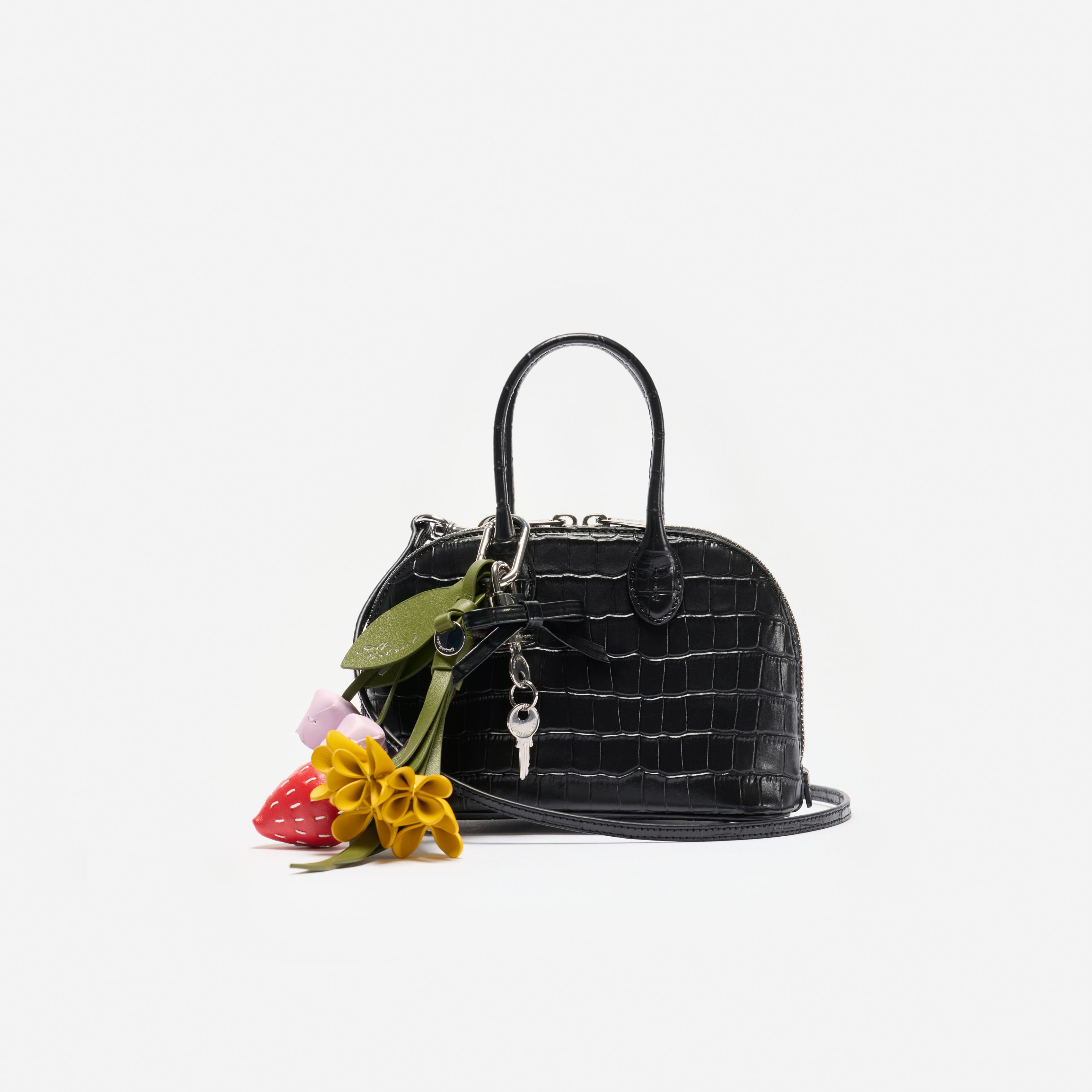 Self Portrait Mini Tasche Schwarz Leder geprägt