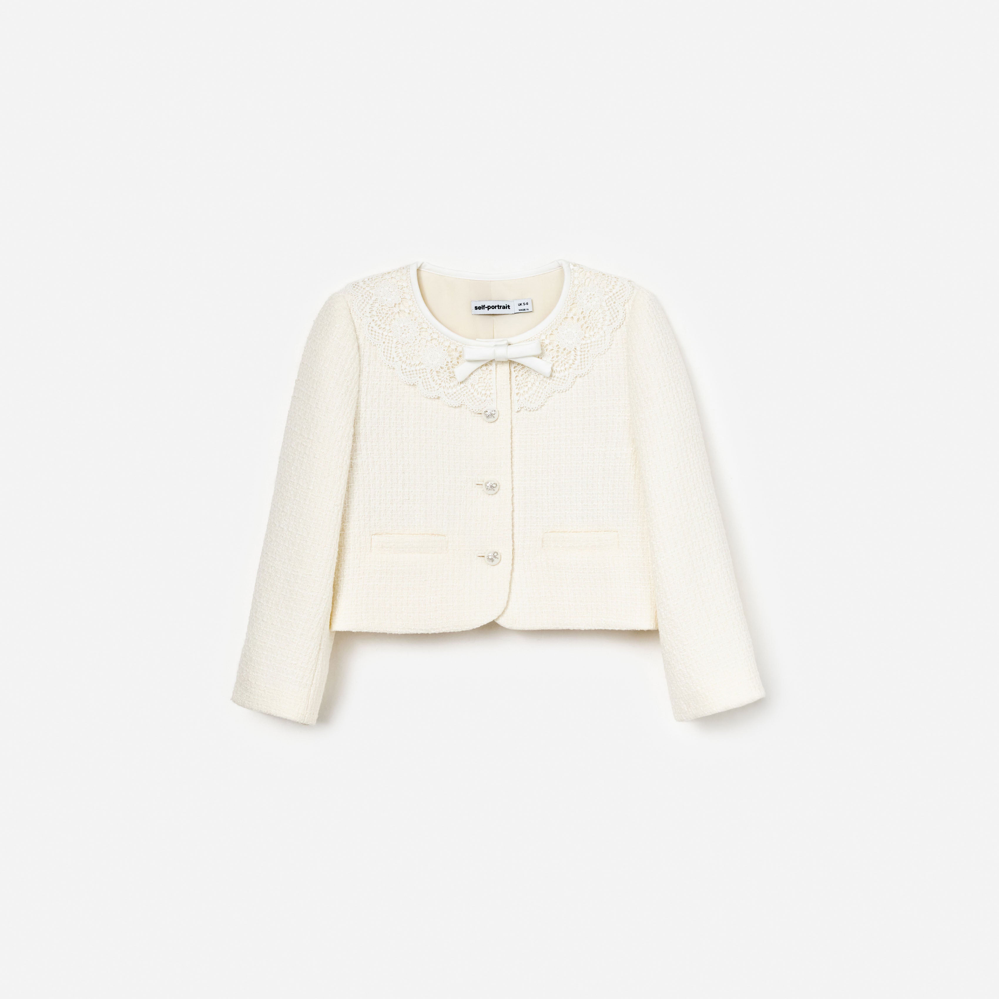 Self Portrait Cream Boucle Jacket Kinderjacke Creme