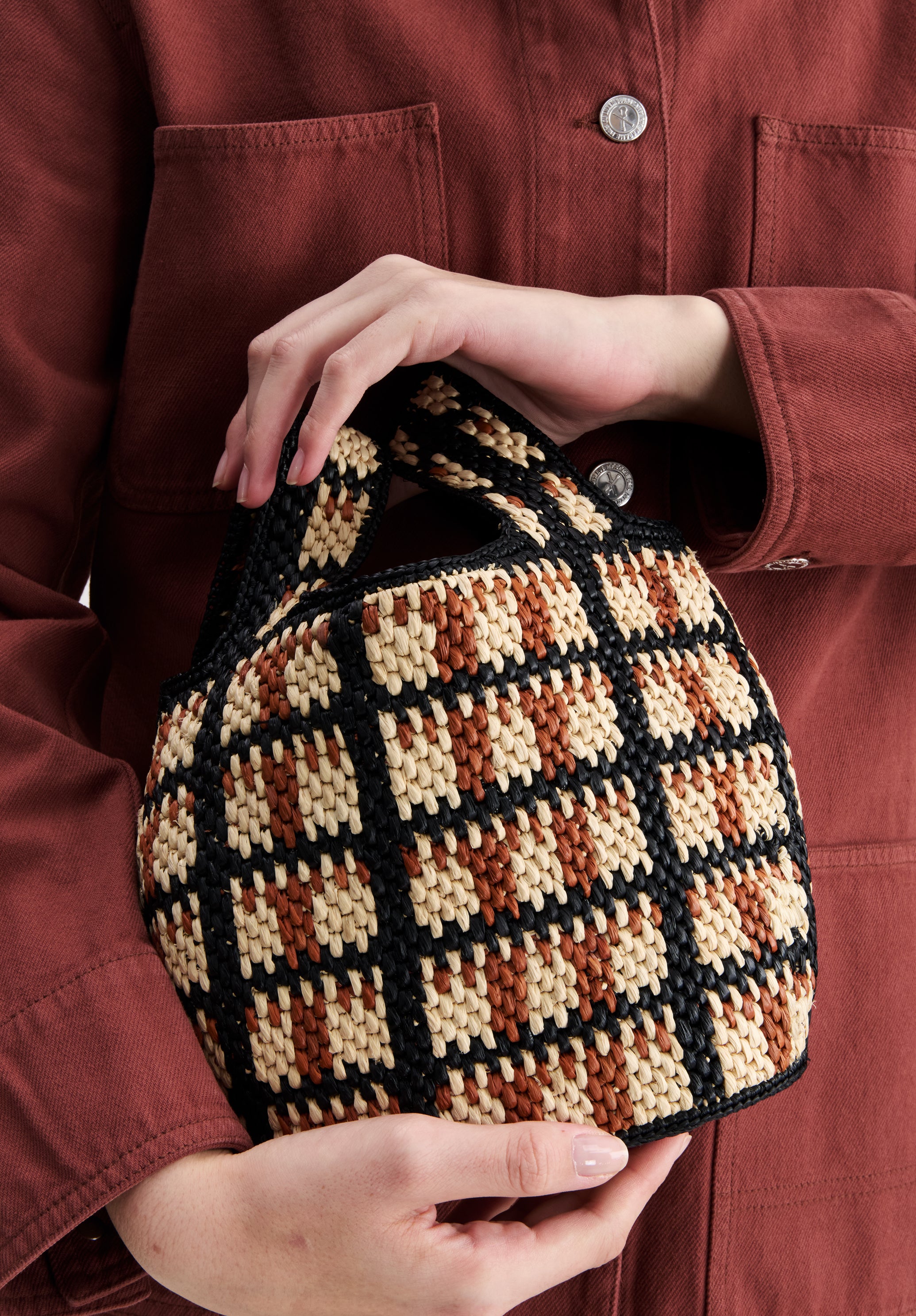 A.P.C. Pecan Tasche Bast Korbtasche TU geflochten 26 cm