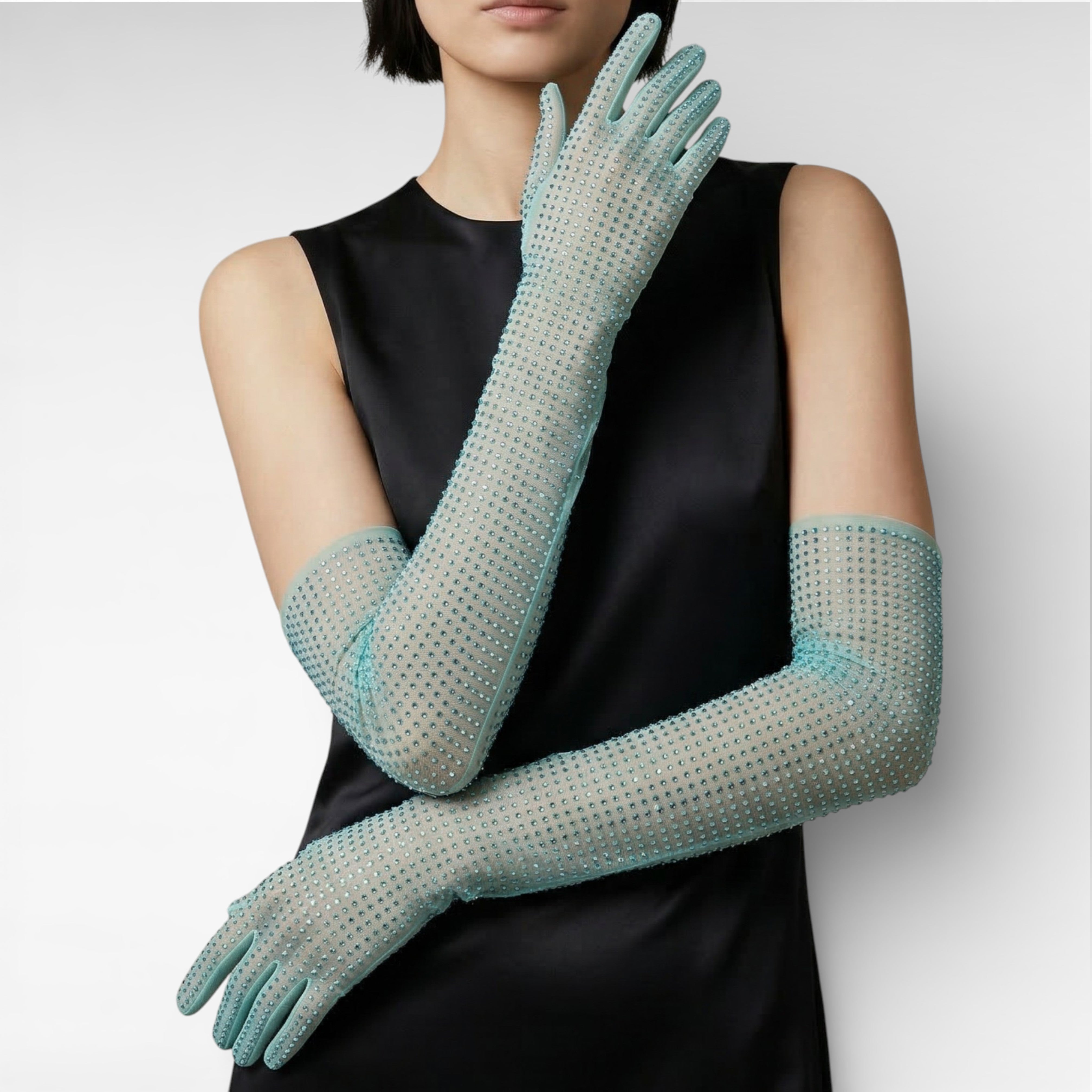 Gedebe Crystal Gloves Handschuhe Tüll Kristall 35 cm