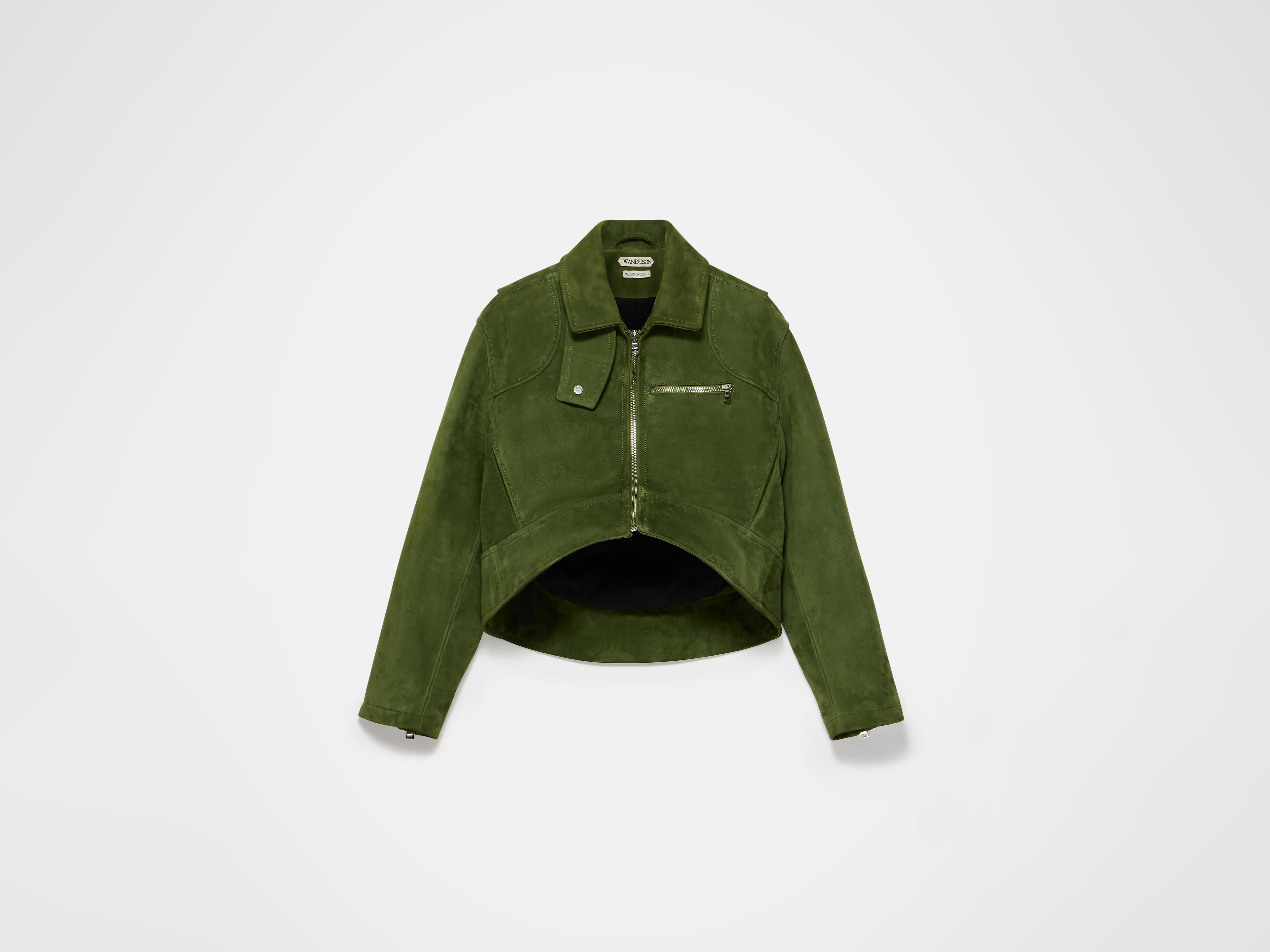 J.W.Anderson Cropped Biker Jacket Damen khaki Leder