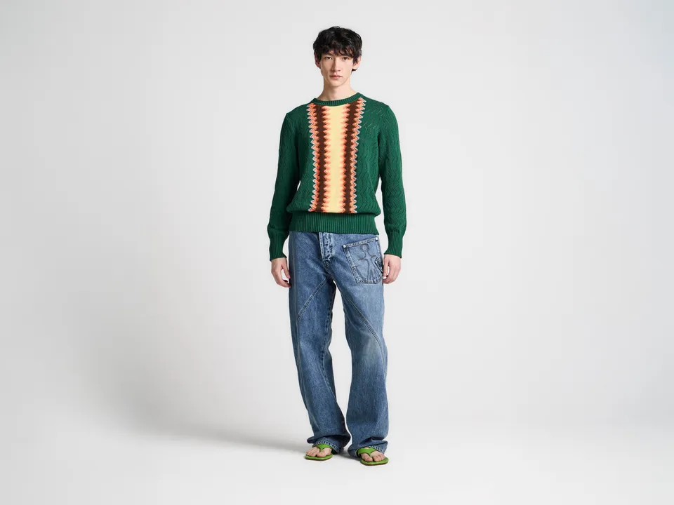 J.W. Anderson Chevron Jumper Pine Baumwolle Rundhals